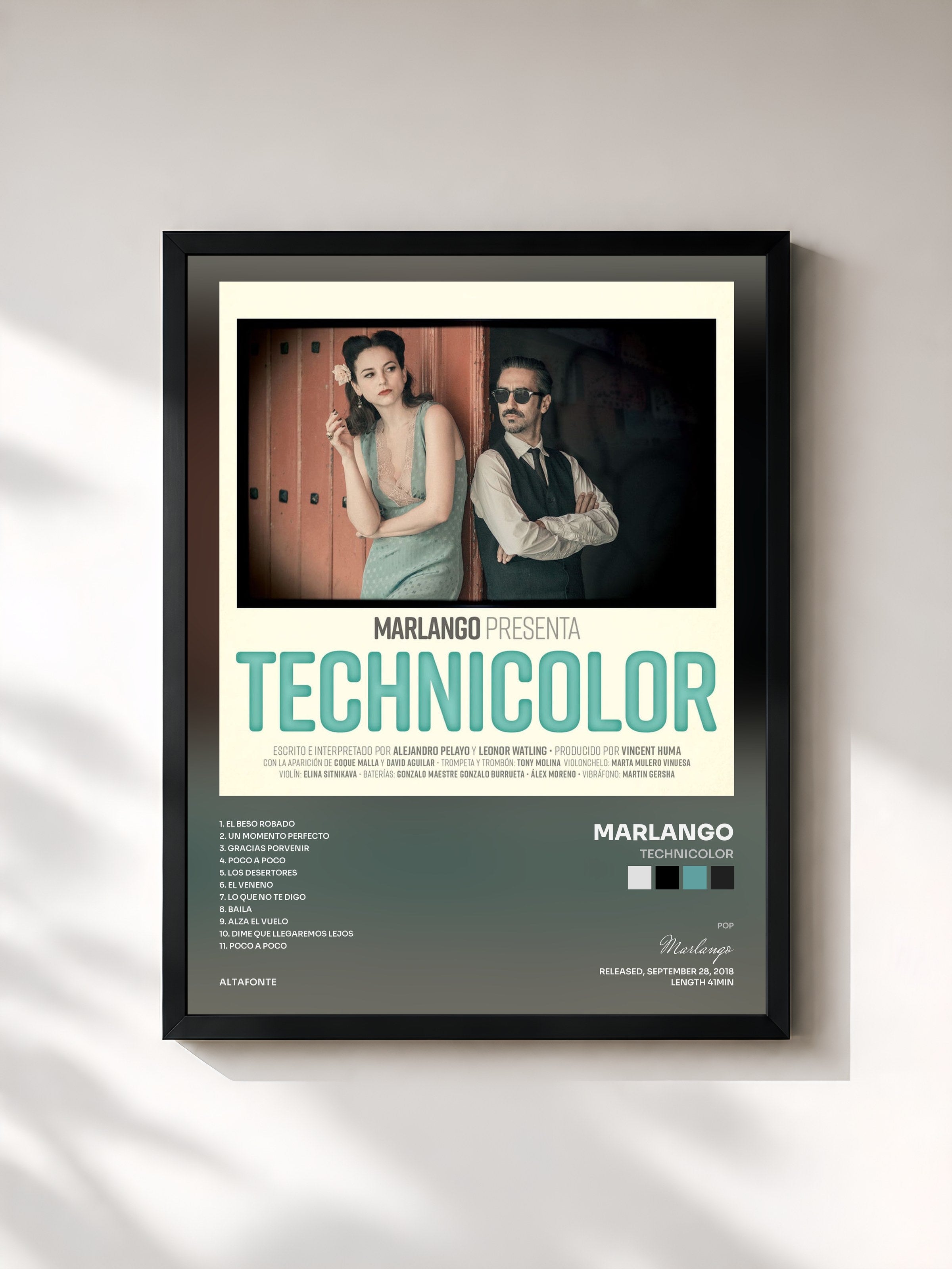 #noir Tableau de l'album Technicolor de Marlango, cadre noir, imprimé et encadré en France