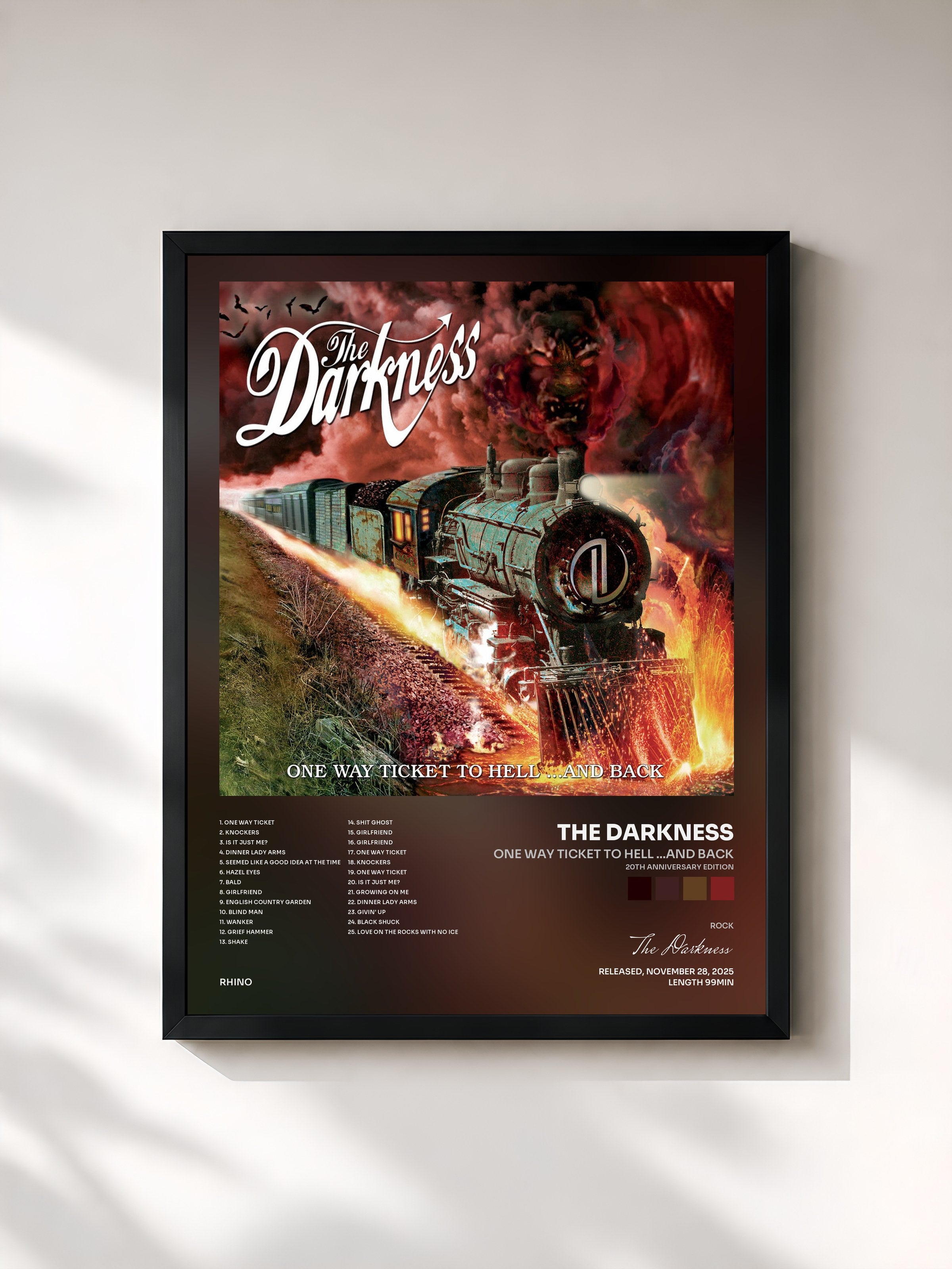 #noir Tableau de l'album One Way Ticket to Hell ...And Back (20th Anniversary Edition) de The Darkness, cadre noir, imprimé et encadré en France