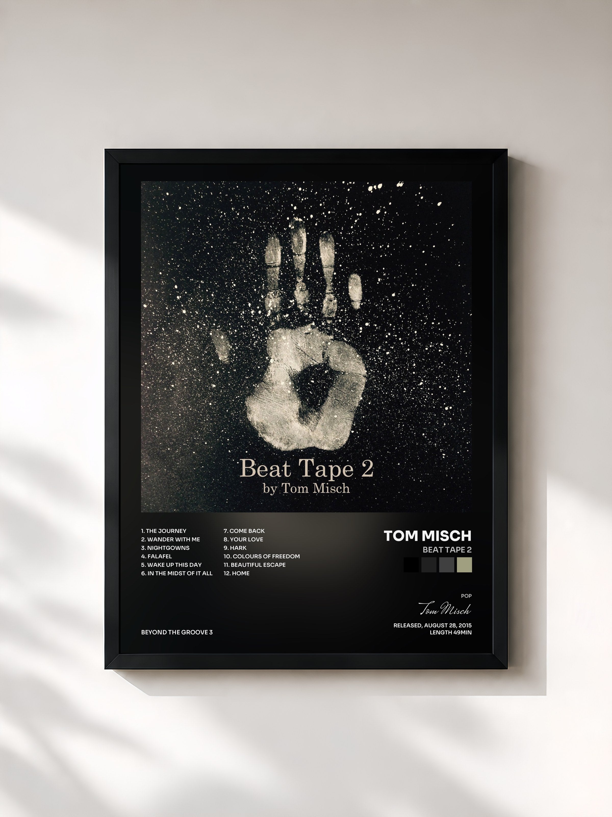 #noir Tableau de l'album Beat Tape 2 de Tom Misch, cadre noir, imprimé et encadré en France