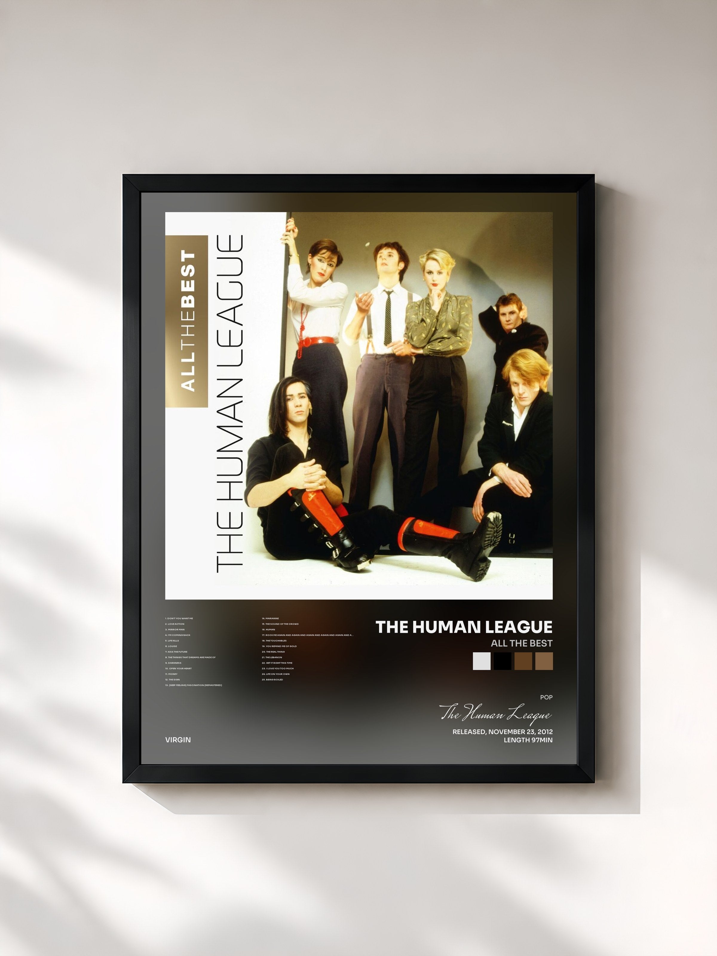 #noir Tableau de l'album All The Best de The Human League, cadre noir, imprimé et encadré en France