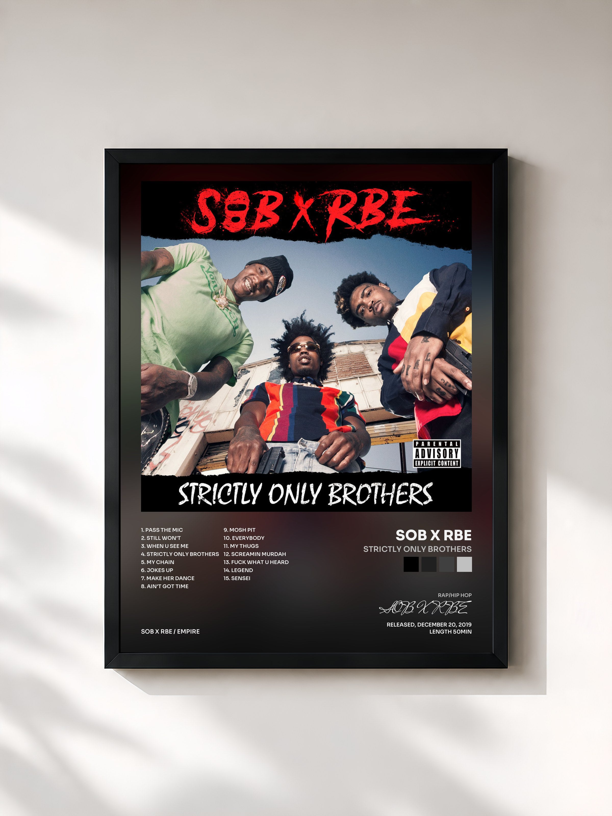 #noir Tableau de l'album Strictly Only Brothers de SOB X RBE, cadre noir, imprimé et encadré en France