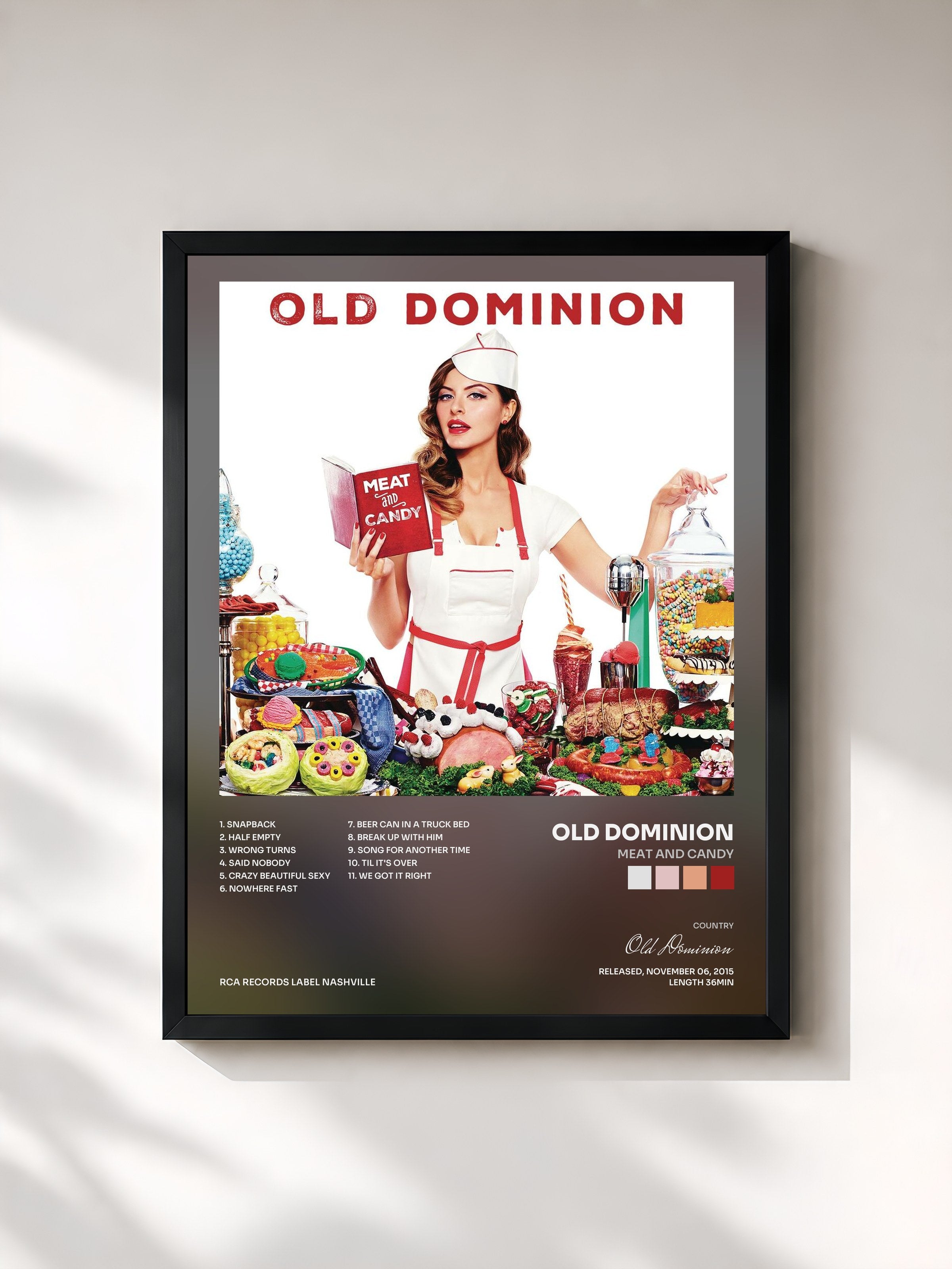 #noir Tableau de l'album Meat and Candy de Old Dominion, cadre noir, imprimé et encadré en France