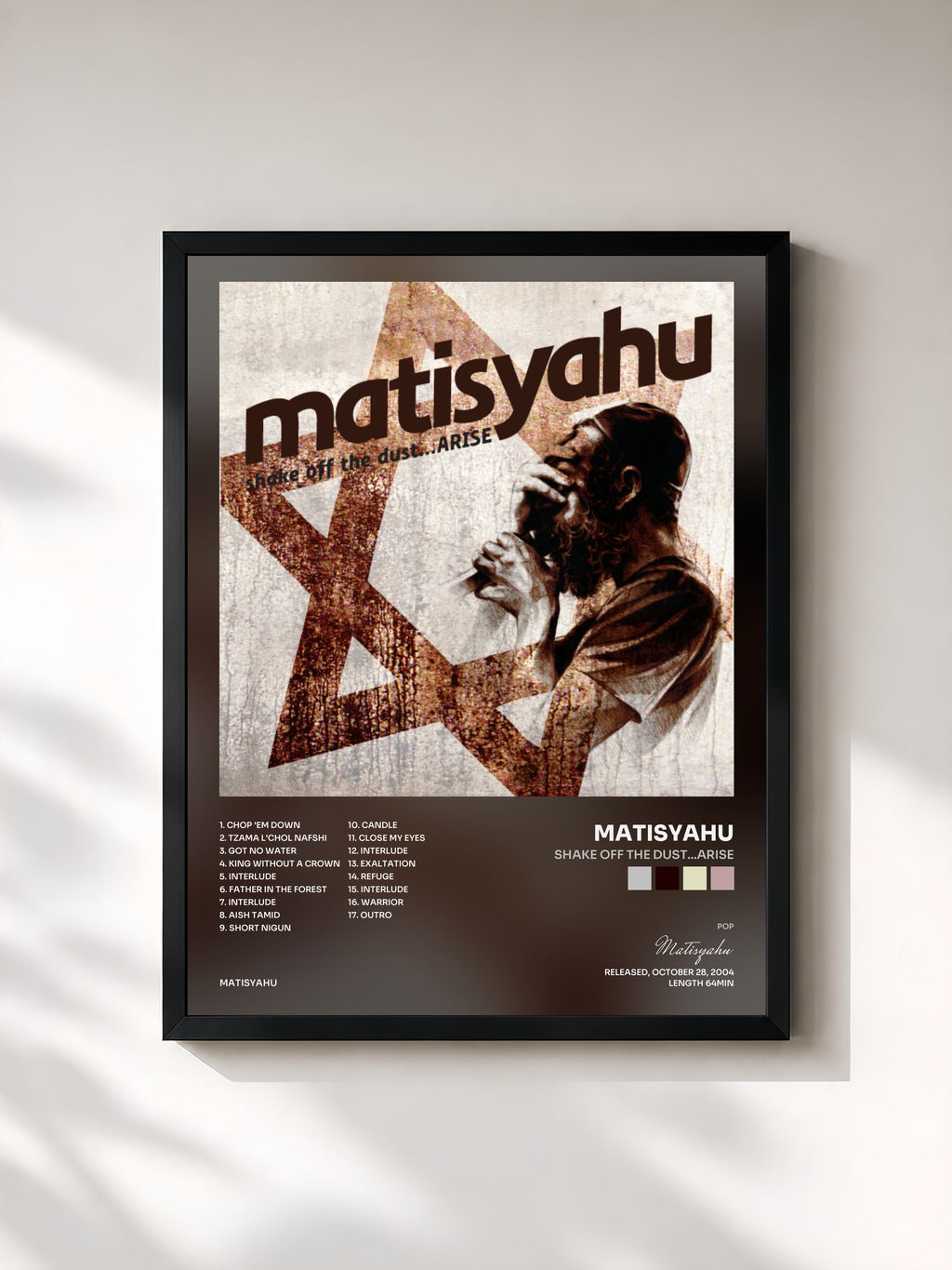 #noir Tableau de l'album Shake off the Dust...Arise de Matisyahu, cadre noir, imprimé et encadré en France