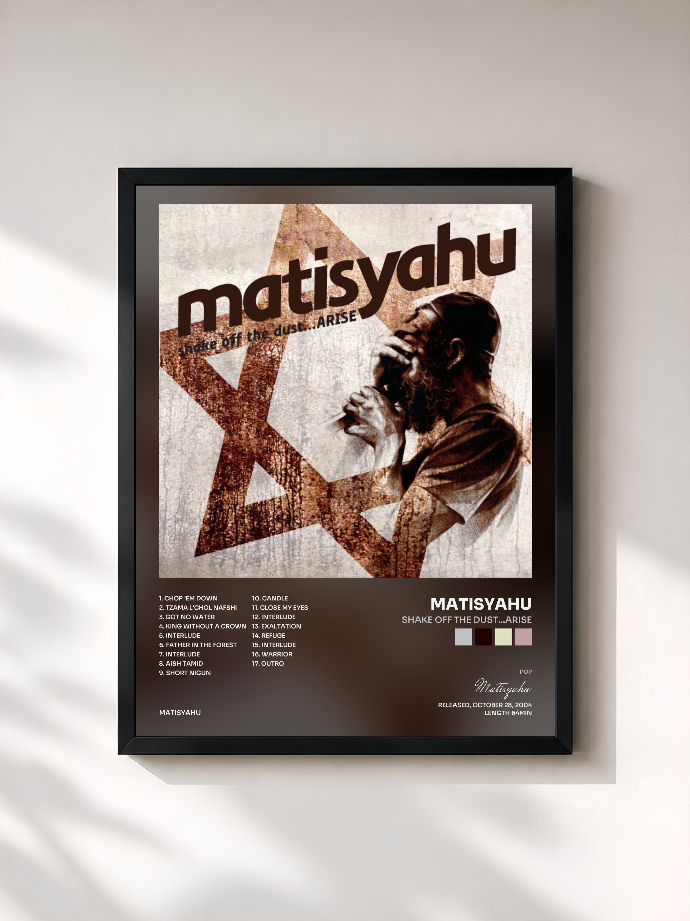 #noir Tableau de l'album Shake off the Dust...Arise de Matisyahu, cadre noir, imprimé et encadré en France