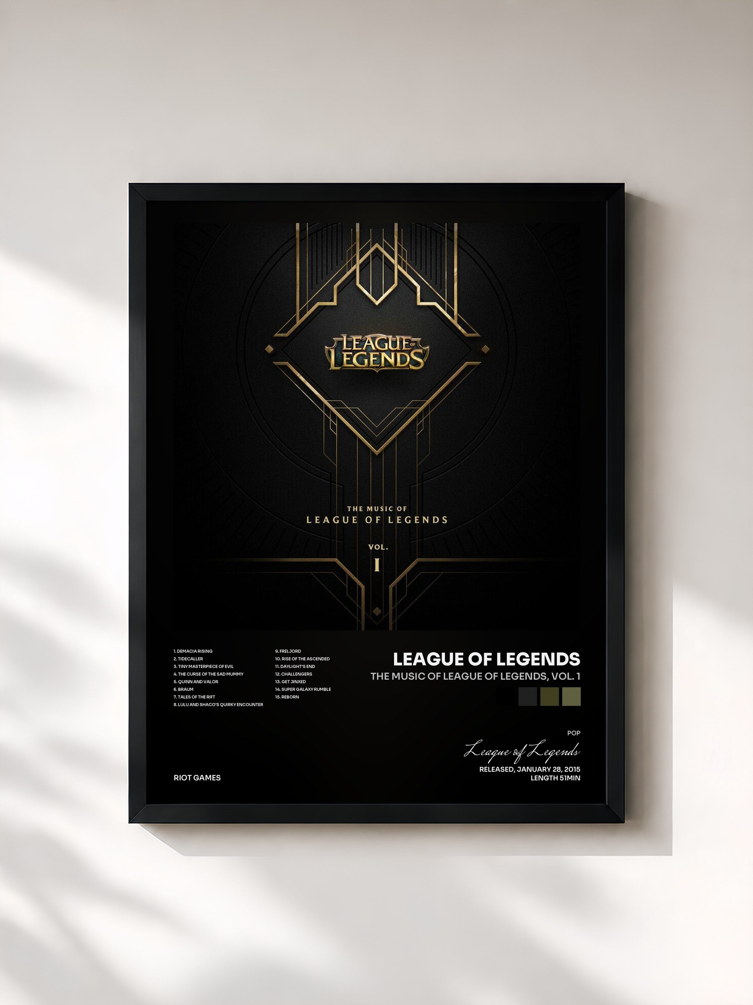 #noir Tableau de l'album The Music of League of Legends, Vol. 1 de League of Legends, cadre noir, imprimé et encadré en France