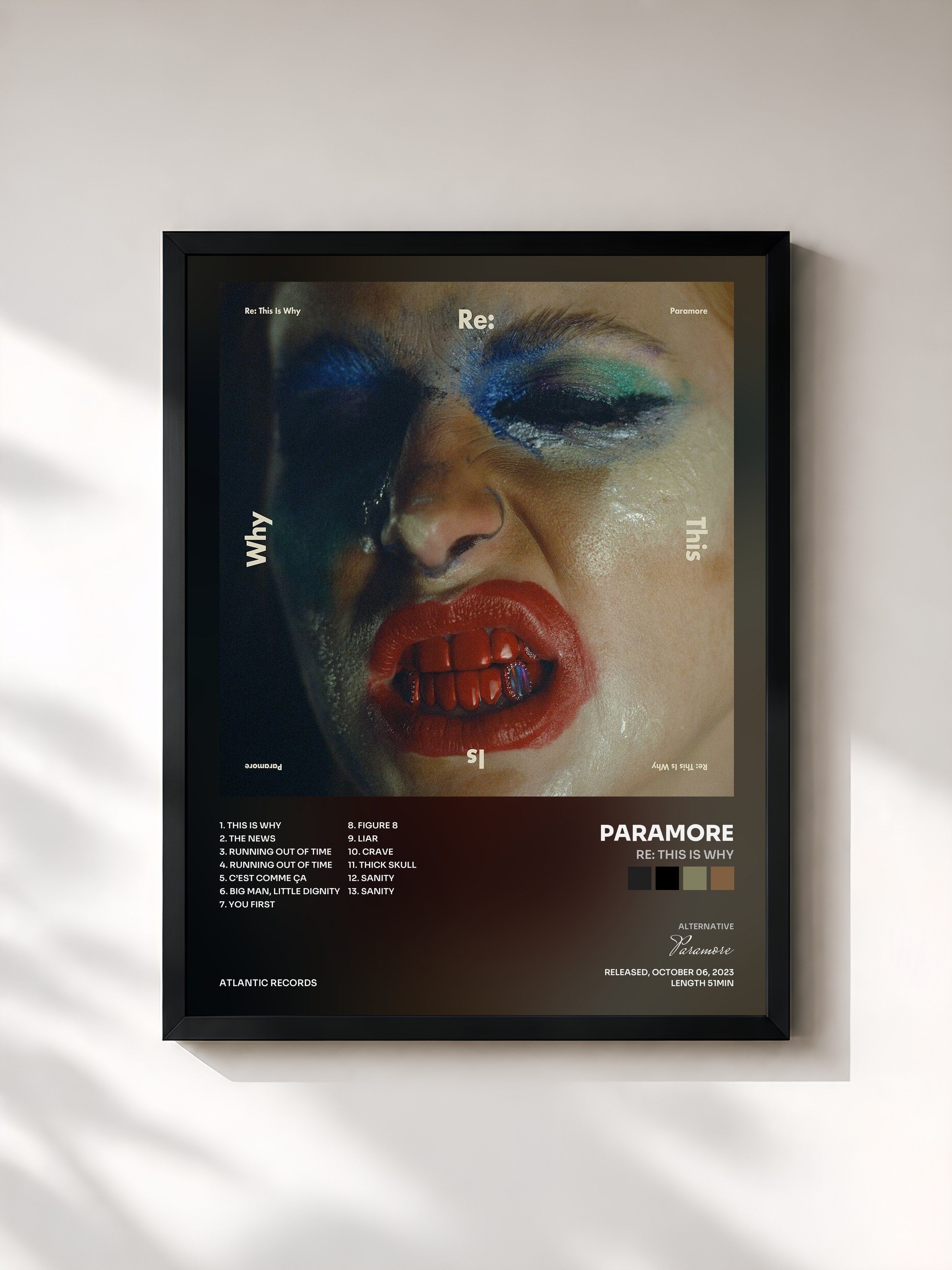 #noir Tableau de l'album Re: This Is Why de Paramore, cadre noir, imprimé et encadré en France