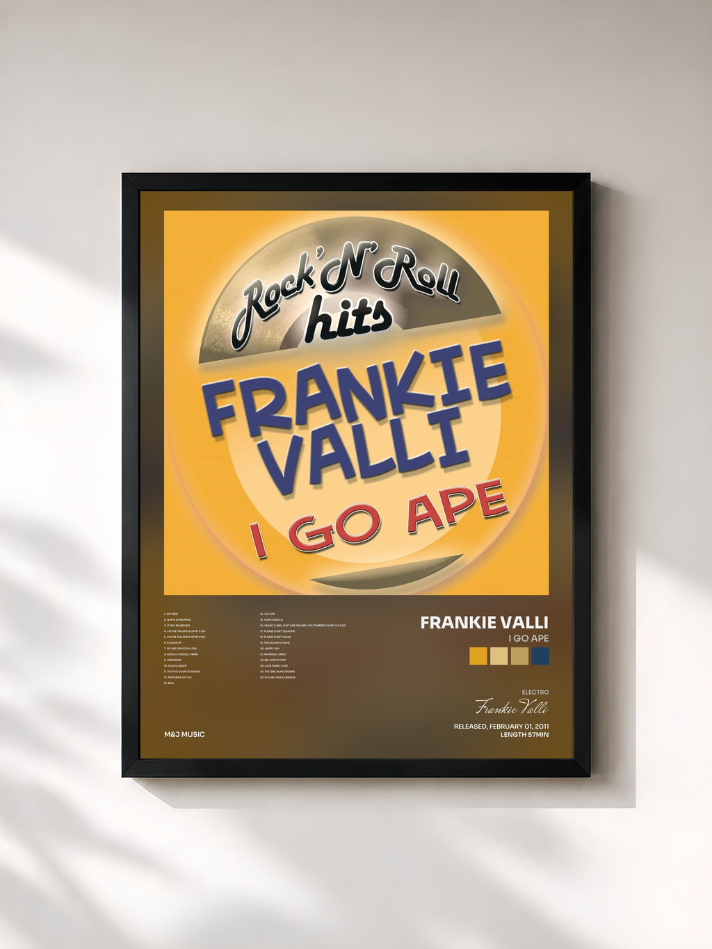 #noir Tableau de l'album I Go Ape de Frankie Valli, cadre noir, imprimé et encadré en France