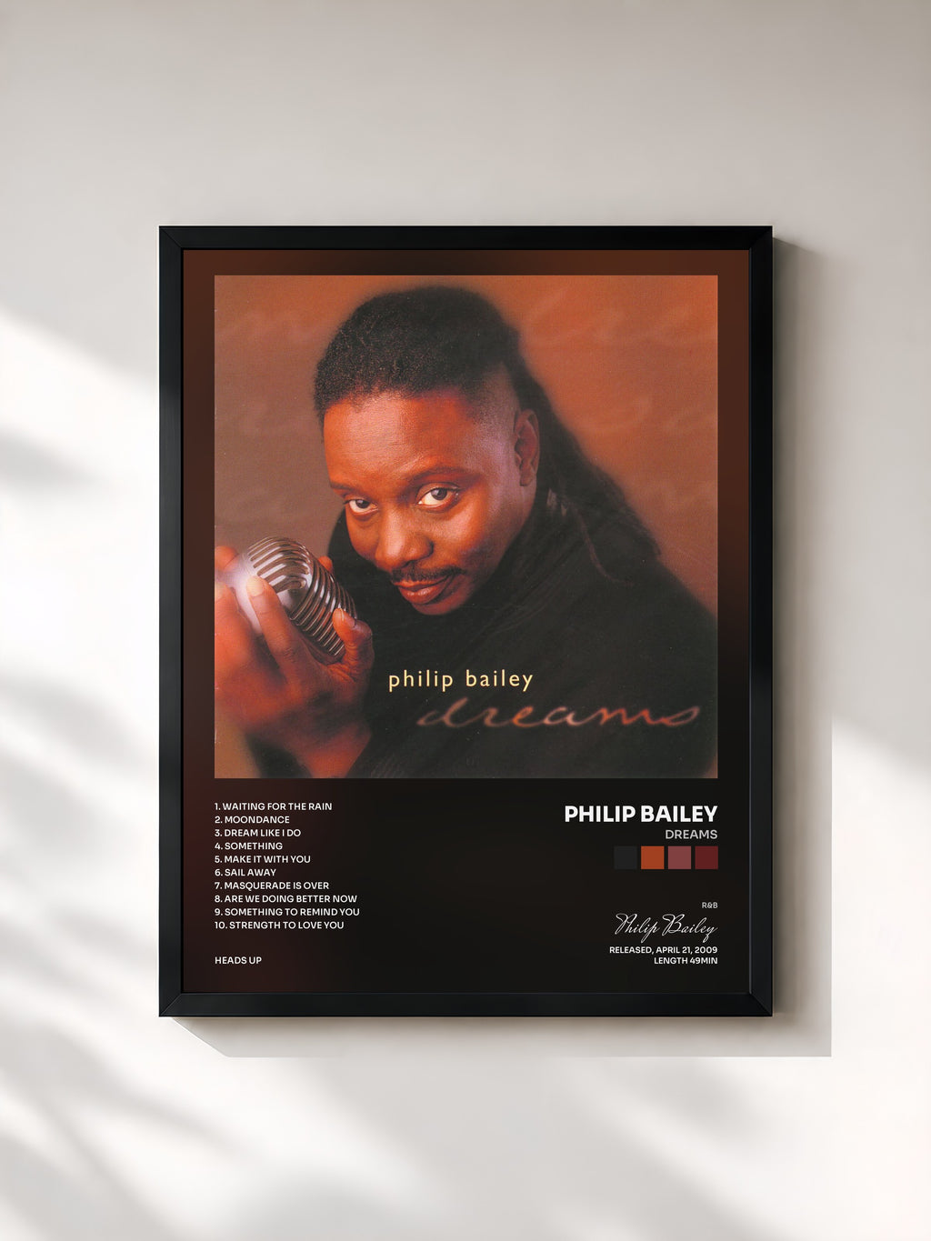 #noir Tableau de l'album Dreams de Philip Bailey, cadre noir, imprimé et encadré en France