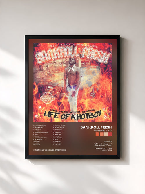 #noir Tableau de l'album Life of a Hot Boy de Bankroll Fresh, cadre noir, imprimé et encadré en France