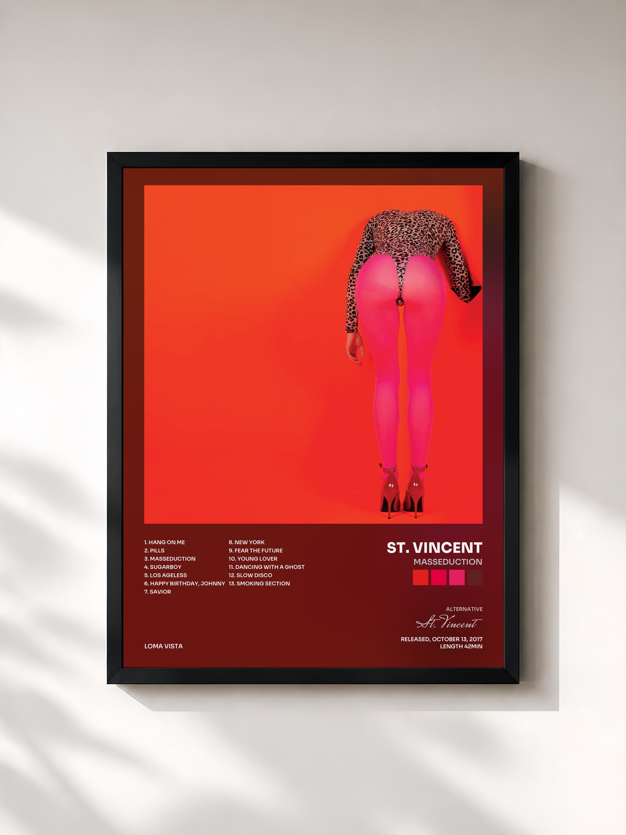 #noir Tableau de l'album MASSEDUCTION de St. Vincent, cadre noir, imprimé et encadré en France