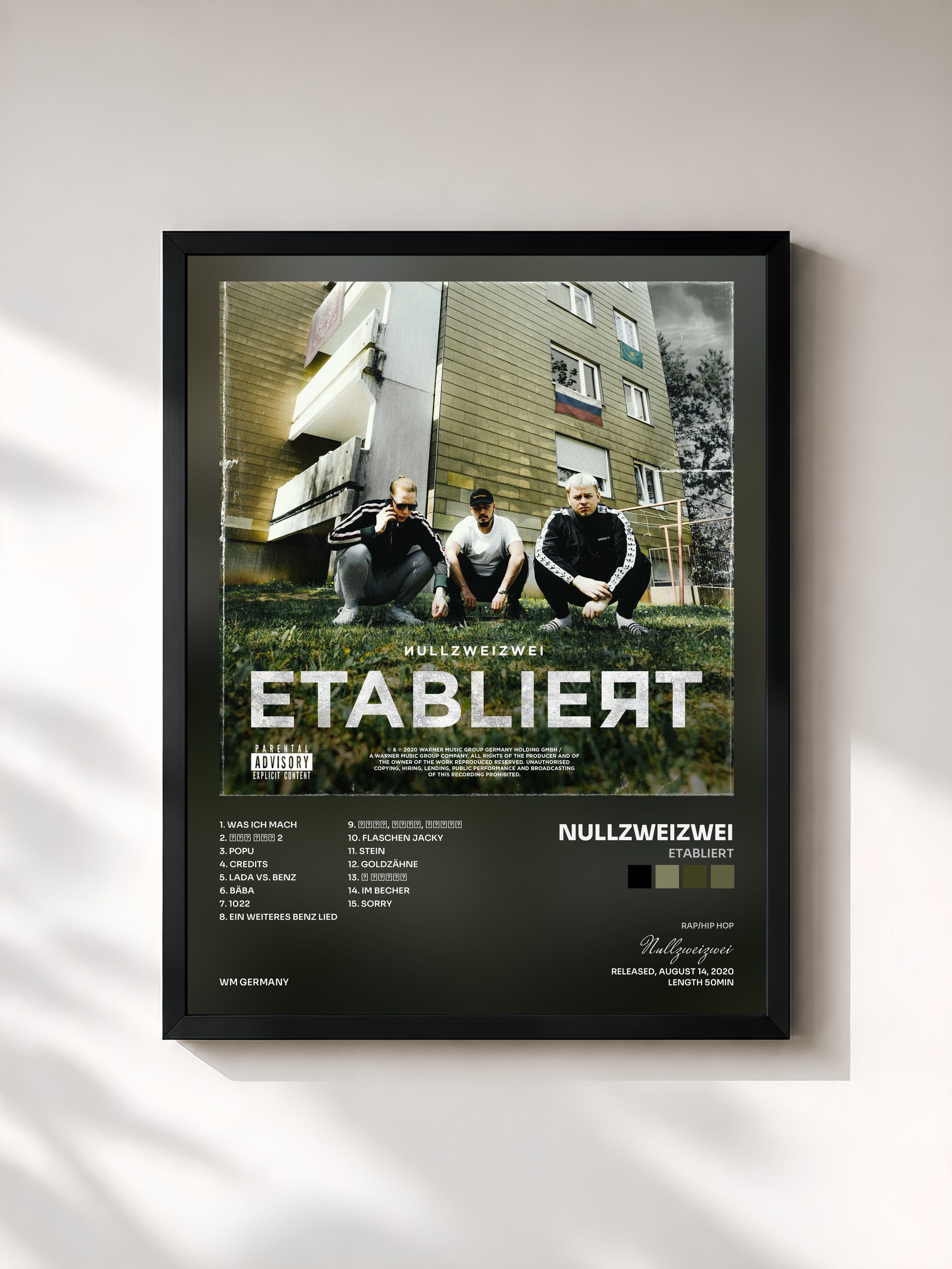 #noir Tableau de l'album Etabliert de Nullzweizwei, cadre noir, imprimé et encadré en France