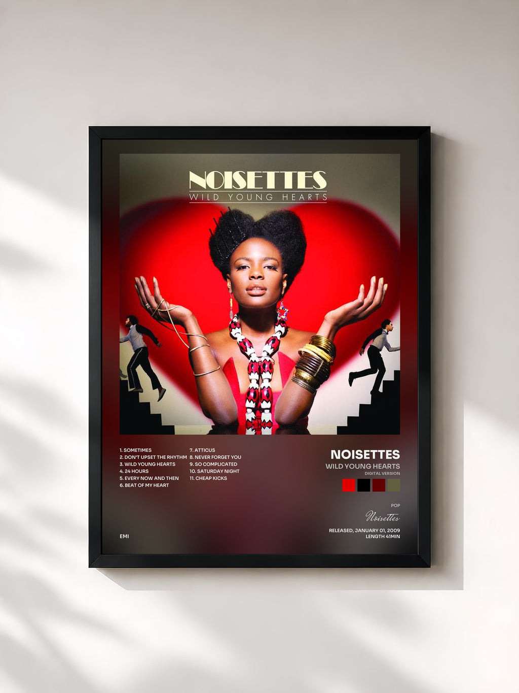 #noir Tableau de l'album Wild Young Hearts (Digital version) de Noisettes, cadre noir, imprimé et encadré en France