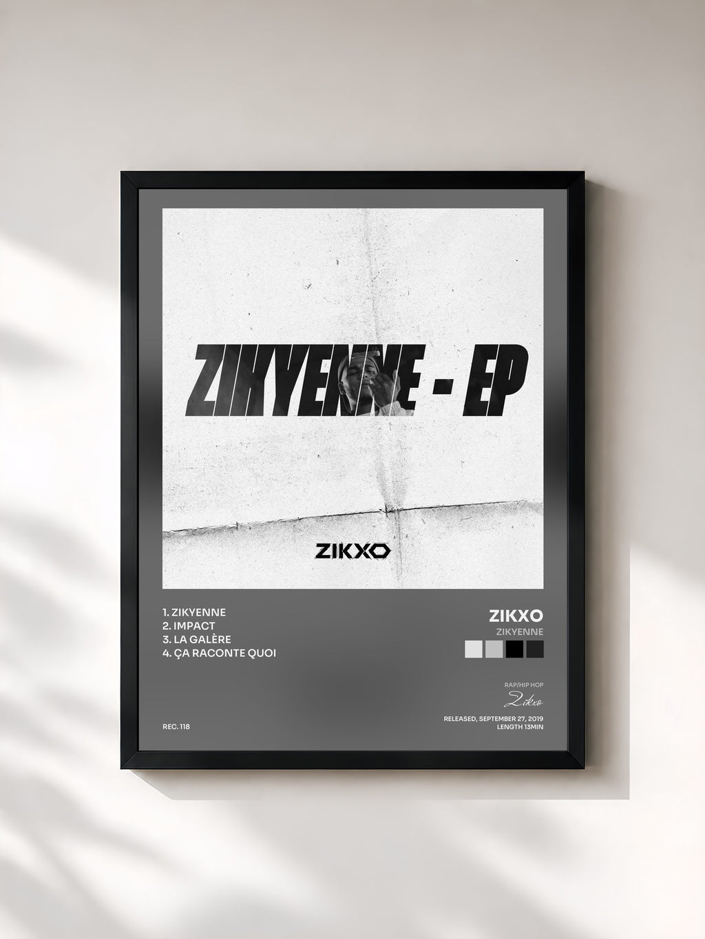 #noir Tableau de l'album Zikyenne de Zikxo, cadre noir, imprimé et encadré en France