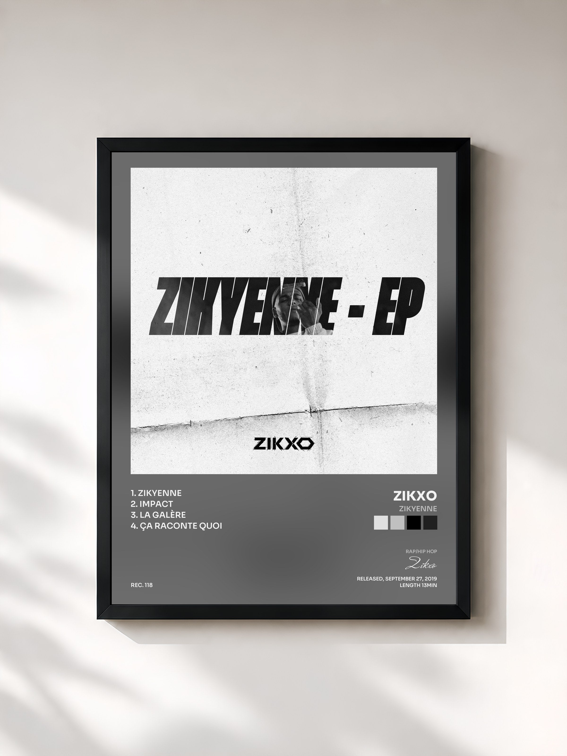 #noir Tableau de l'album Zikyenne de Zikxo, cadre noir, imprimé et encadré en France