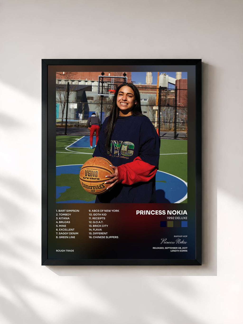 #noir Tableau de l'album 1992 Deluxe de Princess Nokia, cadre noir, imprimé et encadré en France