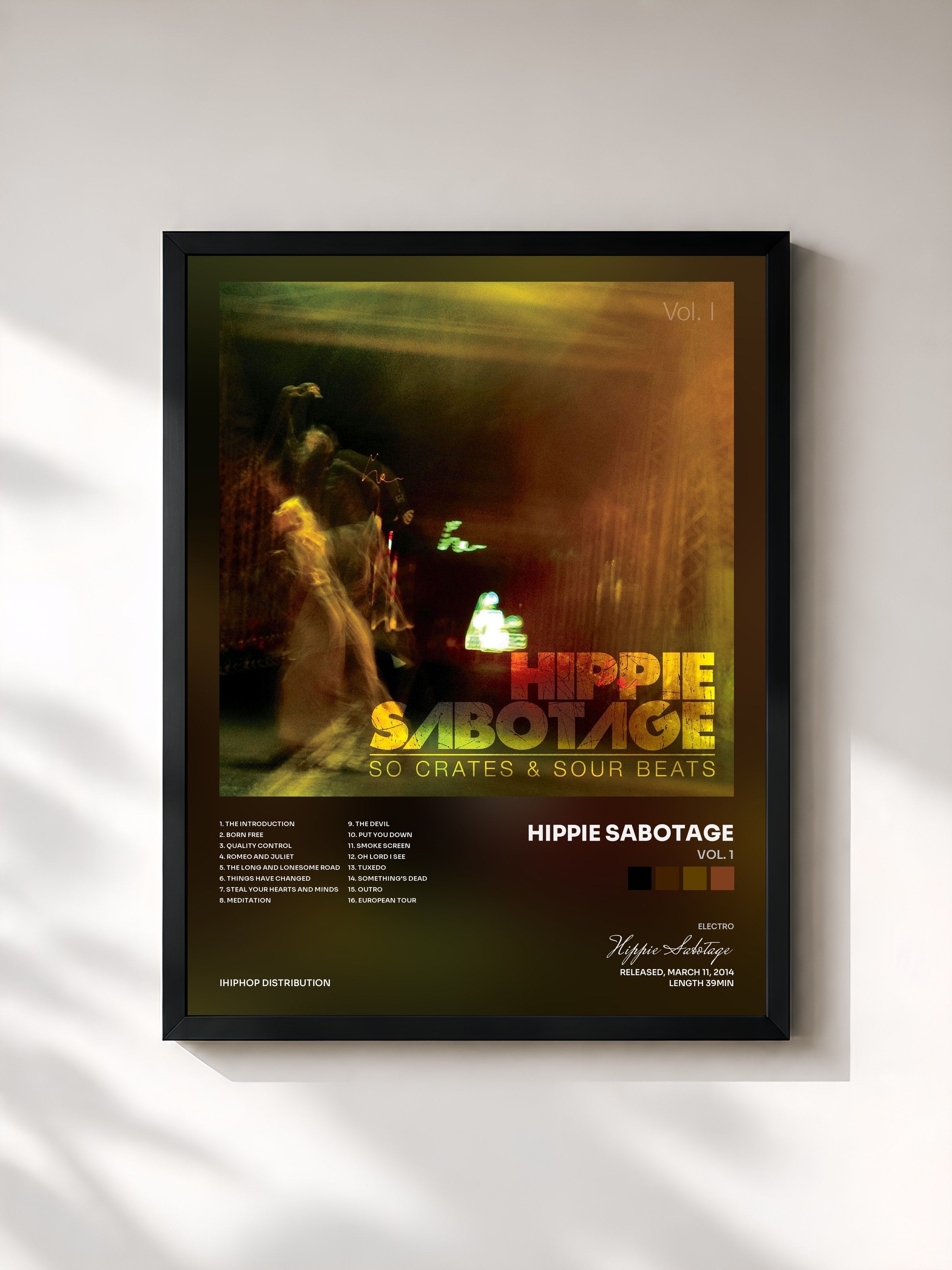 #noir Tableau de l'album Vol. 1 de Hippie Sabotage, cadre noir, imprimé et encadré en France