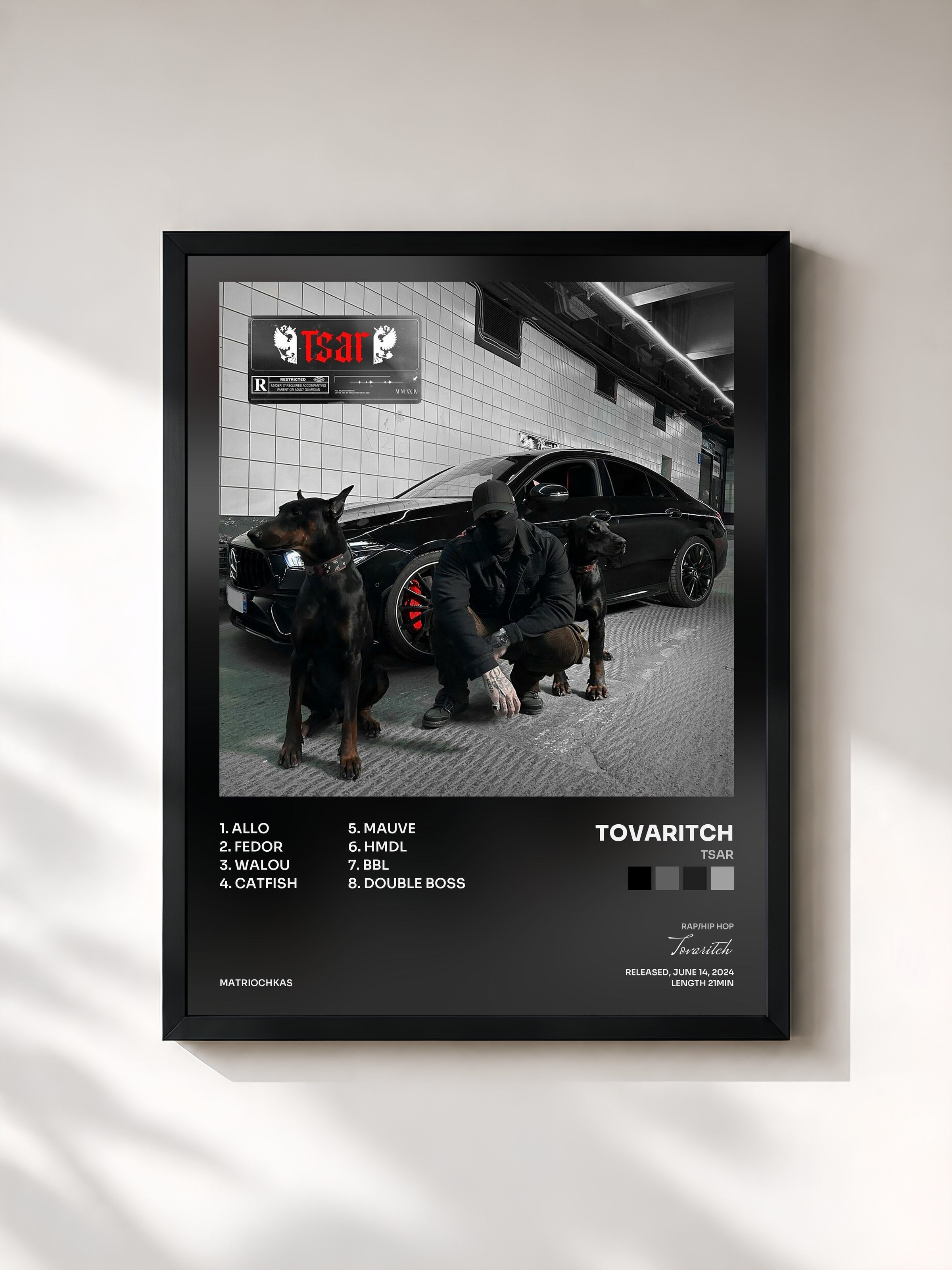 #noir Tableau de l'album TSAR de Tovaritch, cadre noir, imprimé et encadré en France