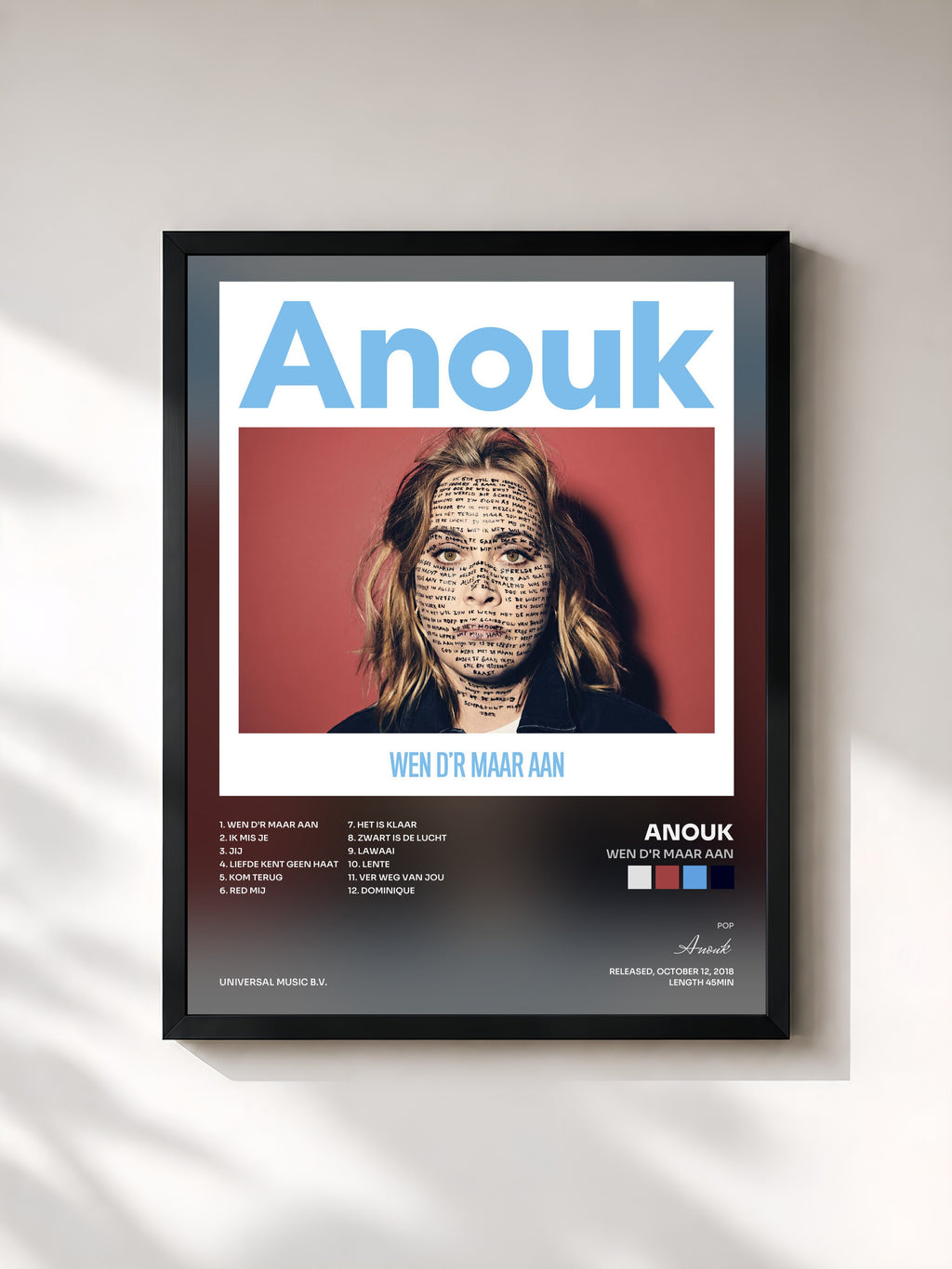 #noir Tableau de l'album Wen D'r Maar Aan de Anouk, cadre noir, imprimé et encadré en France