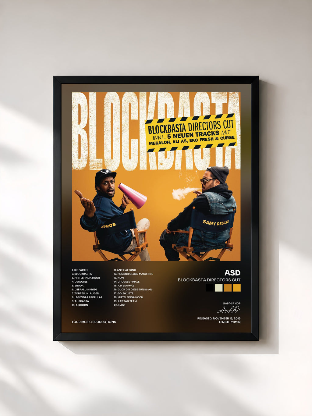 #noir Tableau de l'album Blockbasta Directors Cut de ASD, cadre noir, imprimé et encadré en France