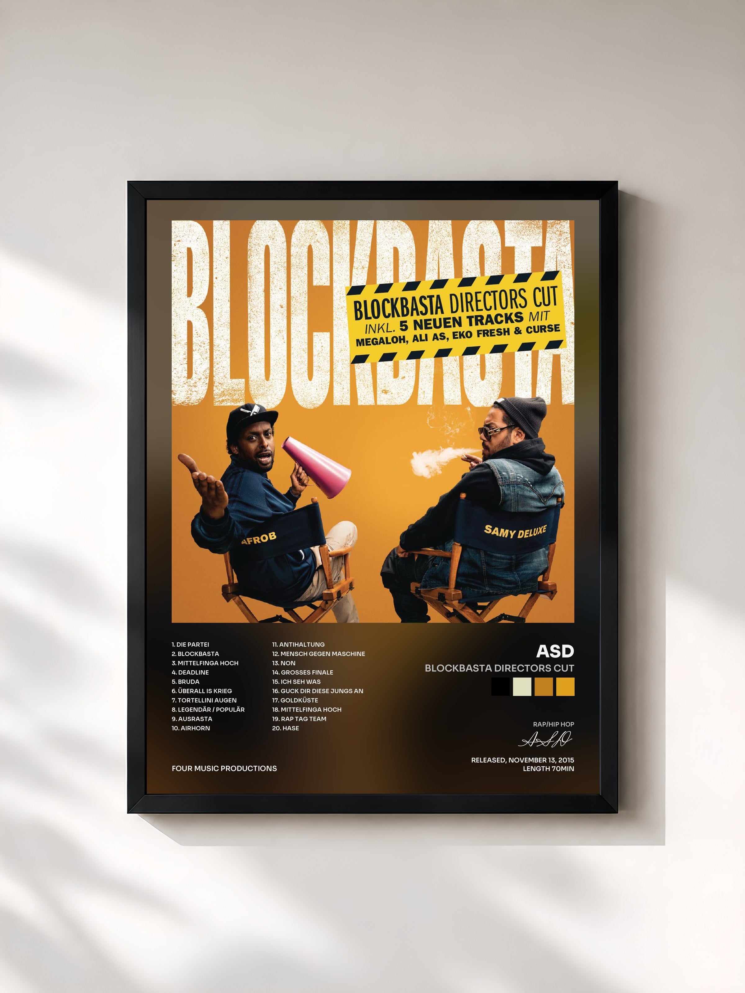 #noir Tableau de l'album Blockbasta Directors Cut de ASD, cadre noir, imprimé et encadré en France