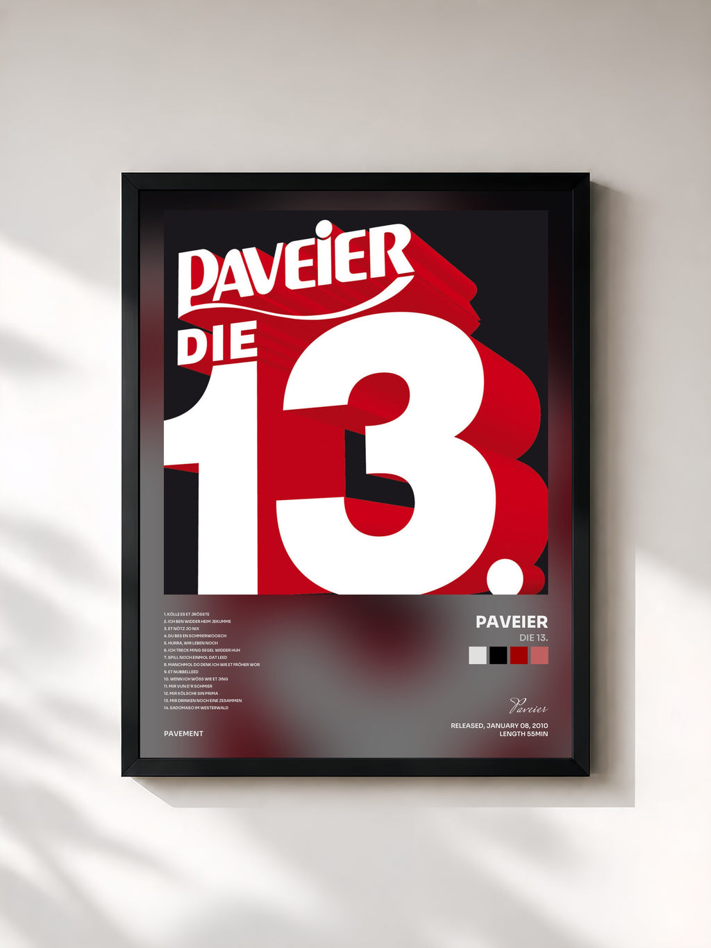 #noir Tableau de l'album Die 13. de Paveier, cadre noir, imprimé et encadré en France