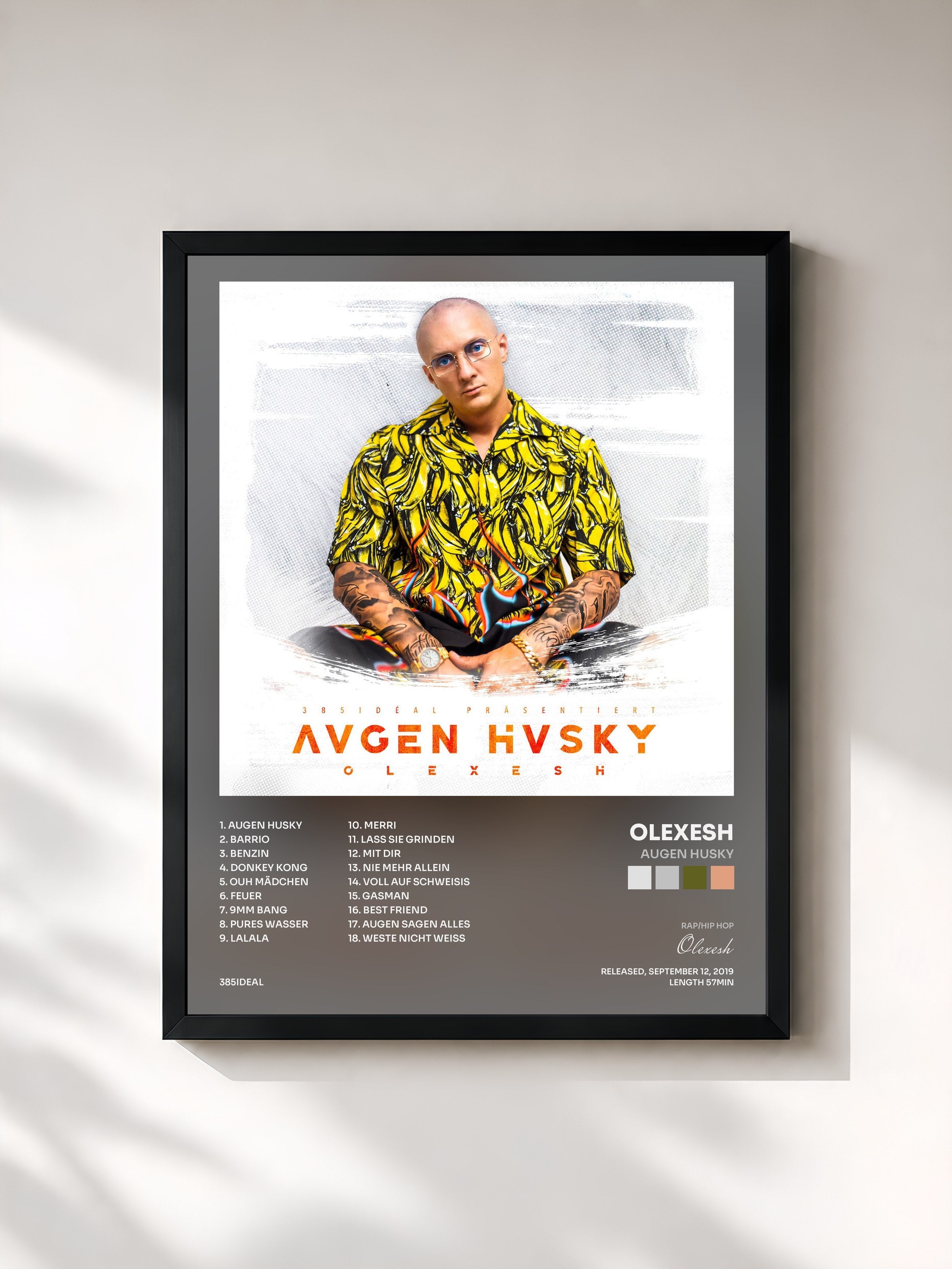 #noir Tableau de l'album Augen Husky de Olexesh, cadre noir, imprimé et encadré en France