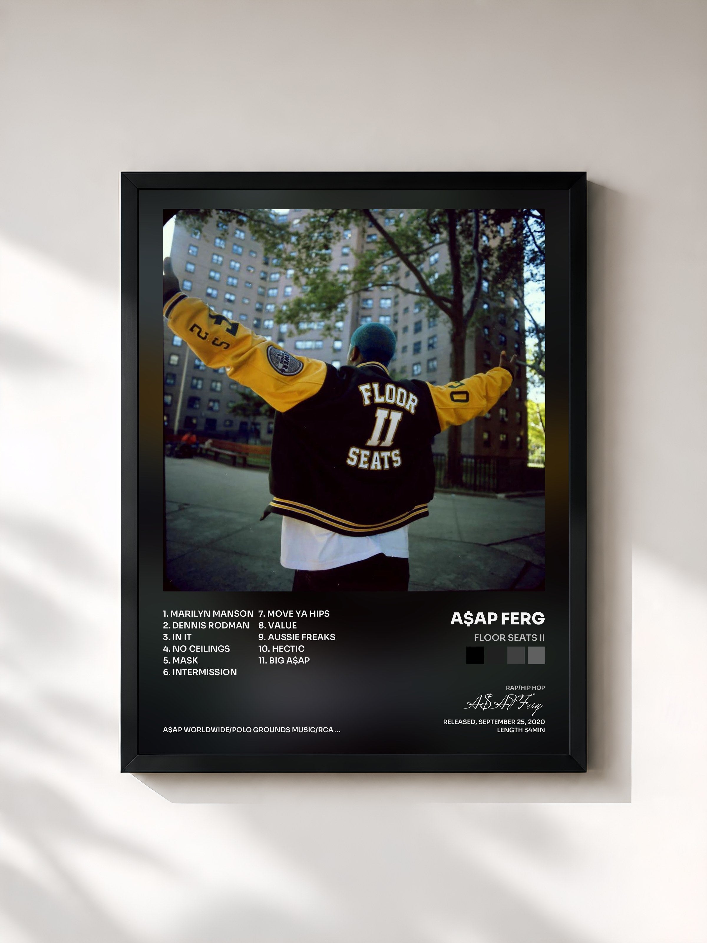 #noir Tableau de l'album Floor Seats II de A$AP Ferg, cadre noir, imprimé et encadré en France