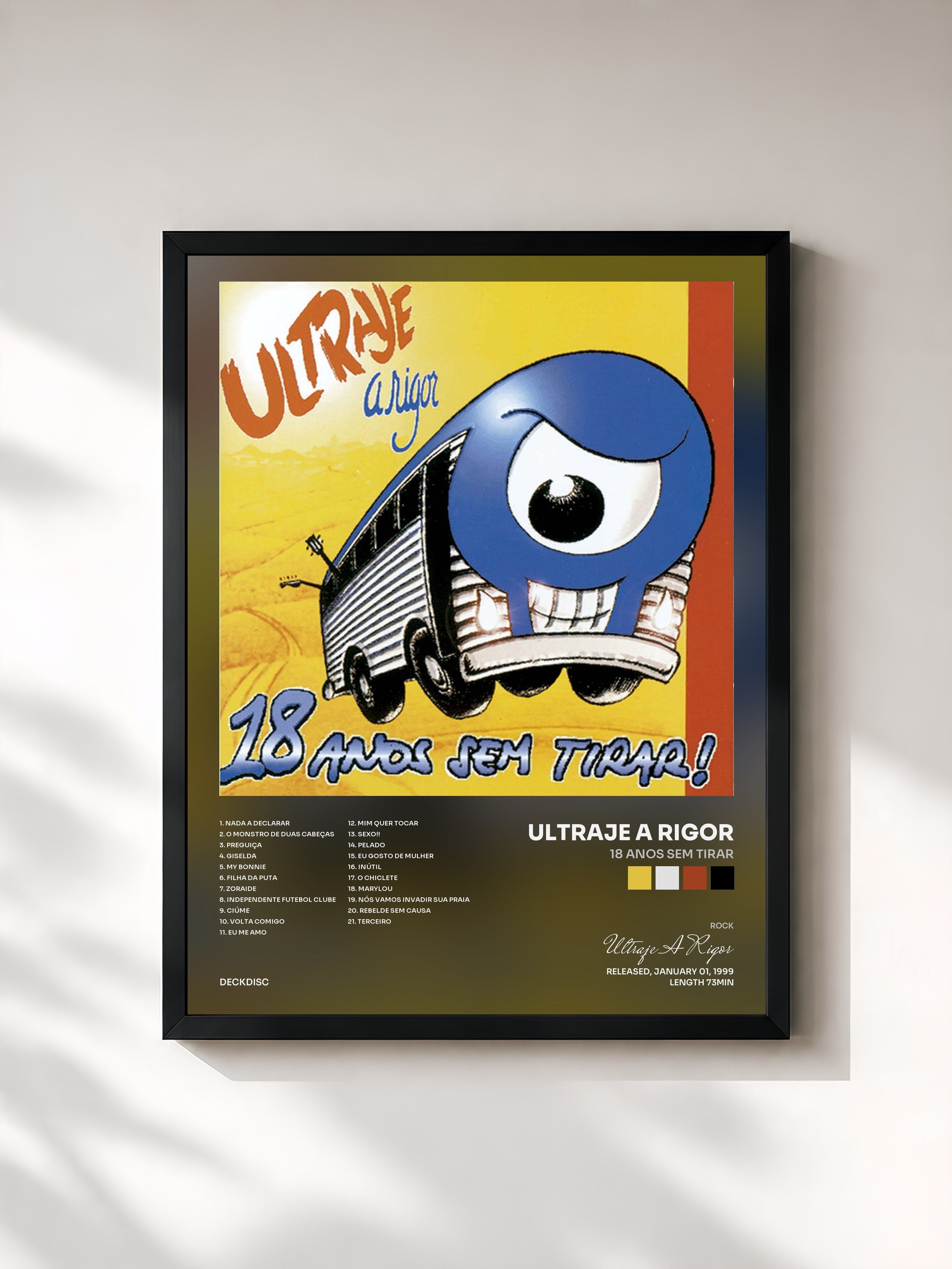 #noir Tableau de l'album 18 Anos Sem Tirar de Ultraje A Rigor, cadre noir, imprimé et encadré en France