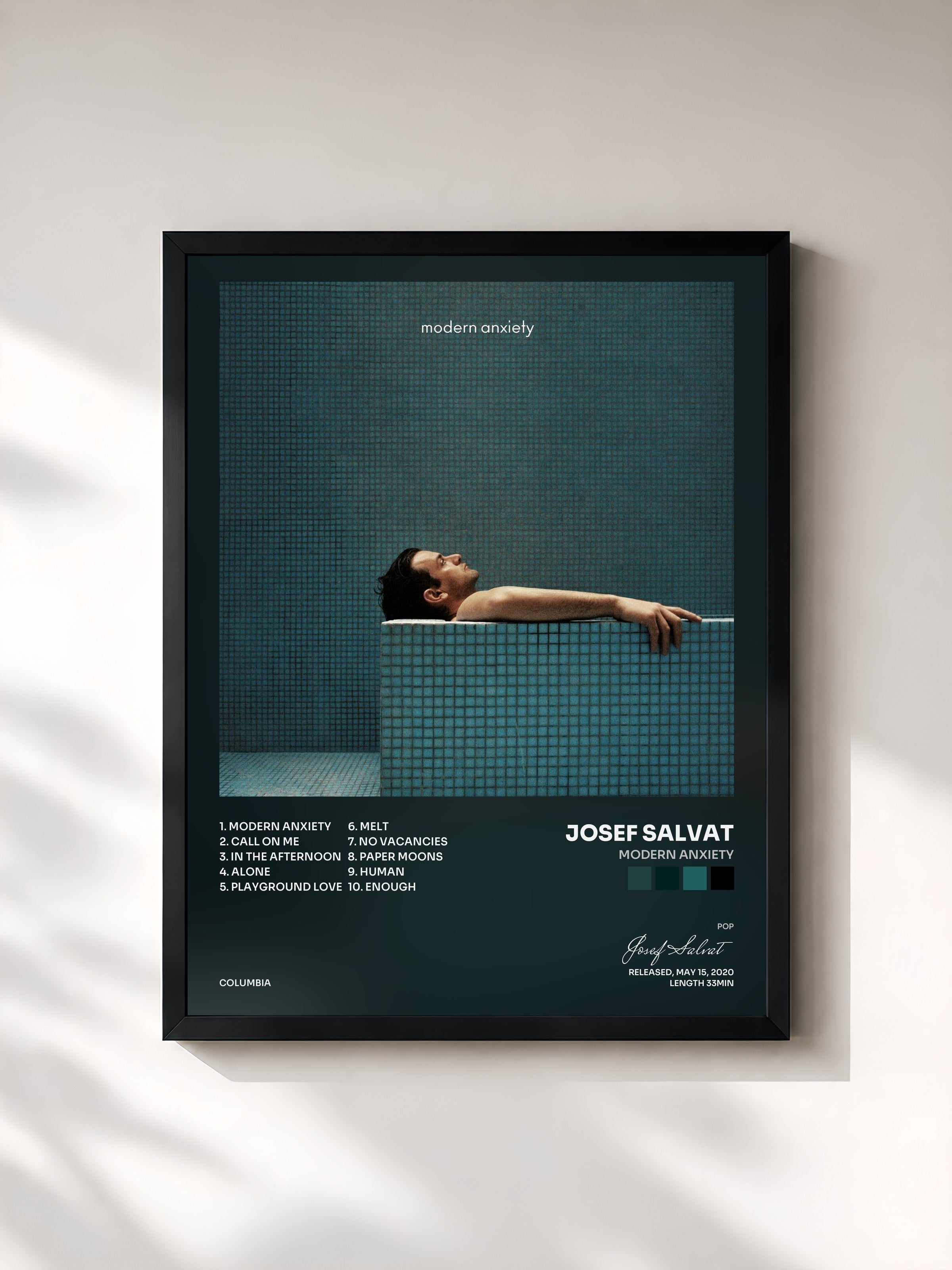 #noir Tableau de l'album modern anxiety de Josef Salvat, cadre noir, imprimé et encadré en France
