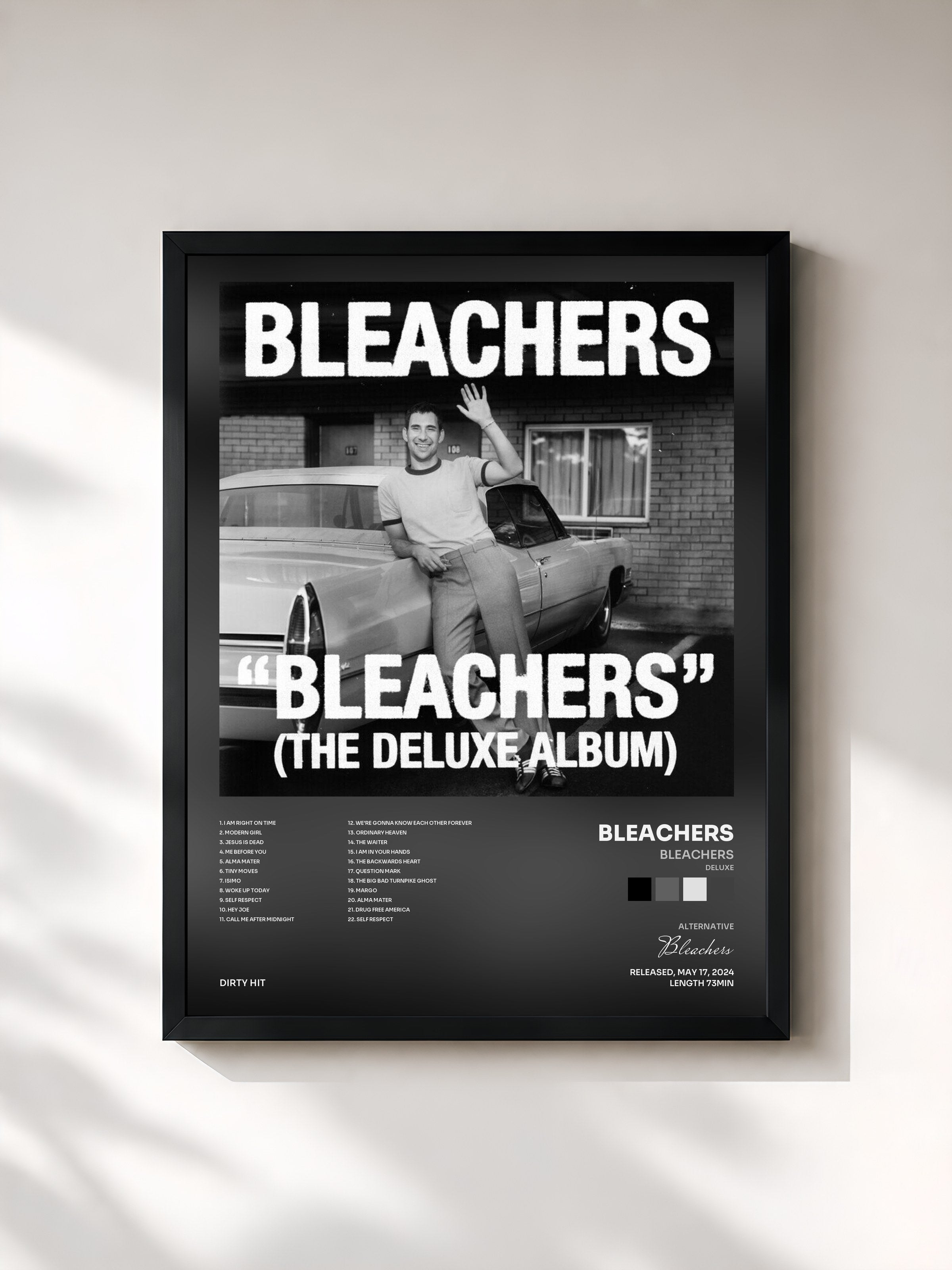 #noir Tableau de l'album Bleachers (Deluxe) de Bleachers, cadre noir, imprimé et encadré en France