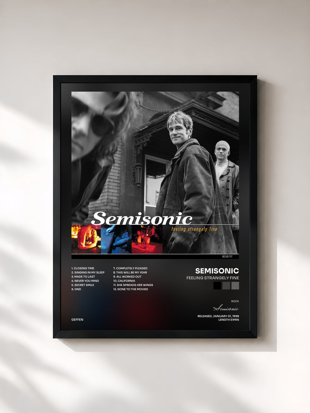 #noir Tableau de l'album Feeling Strangely Fine de Semisonic, cadre noir, imprimé et encadré en France