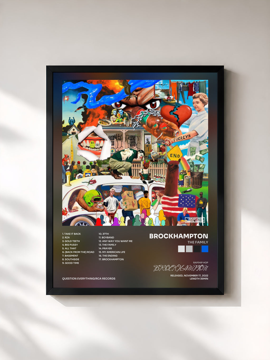 #noir Tableau de l'album The Family de BROCKHAMPTON, cadre noir, imprimé et encadré en France