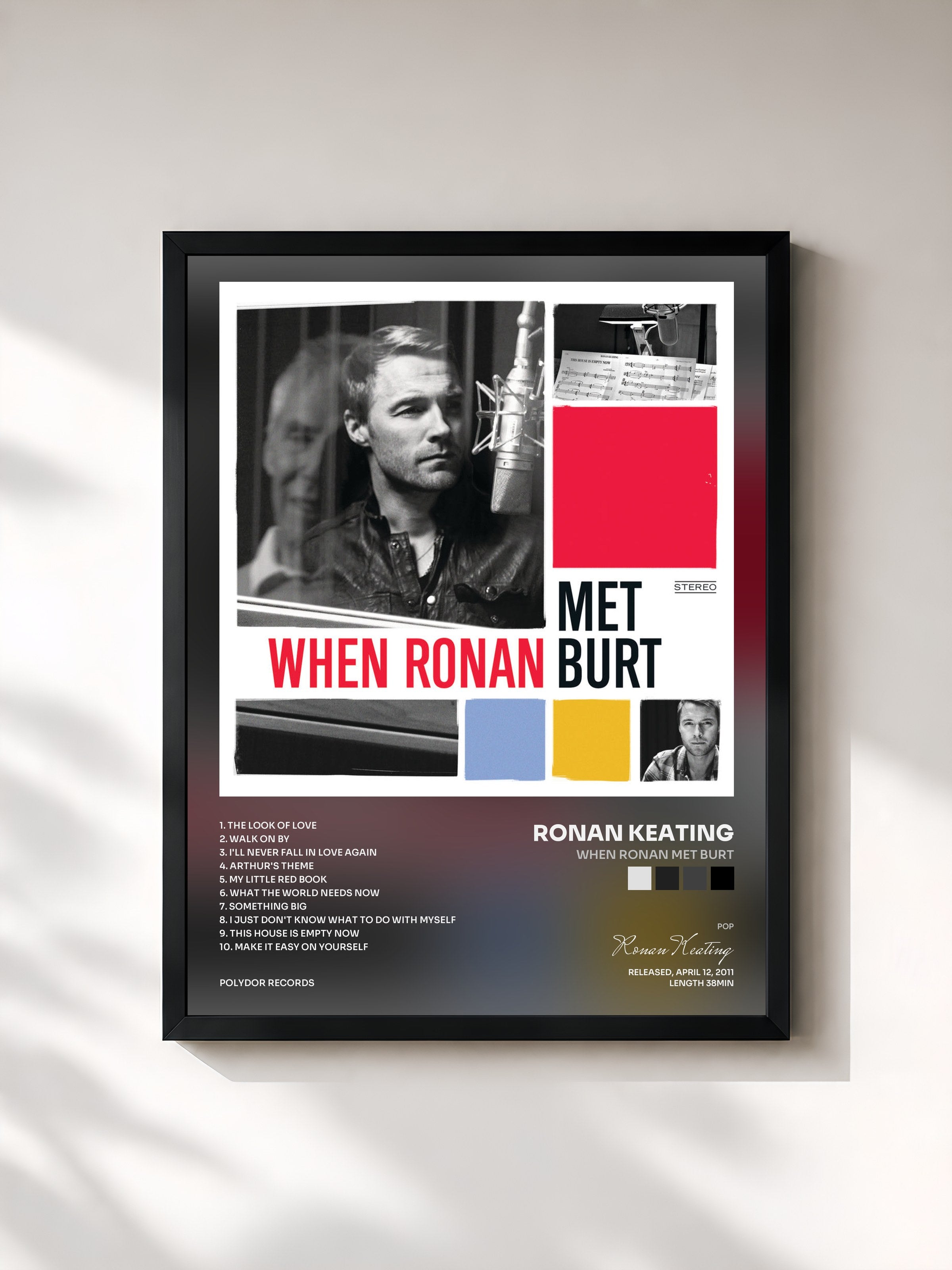 #noir Tableau de l'album When Ronan Met Burt de Ronan Keating, cadre noir, imprimé et encadré en France