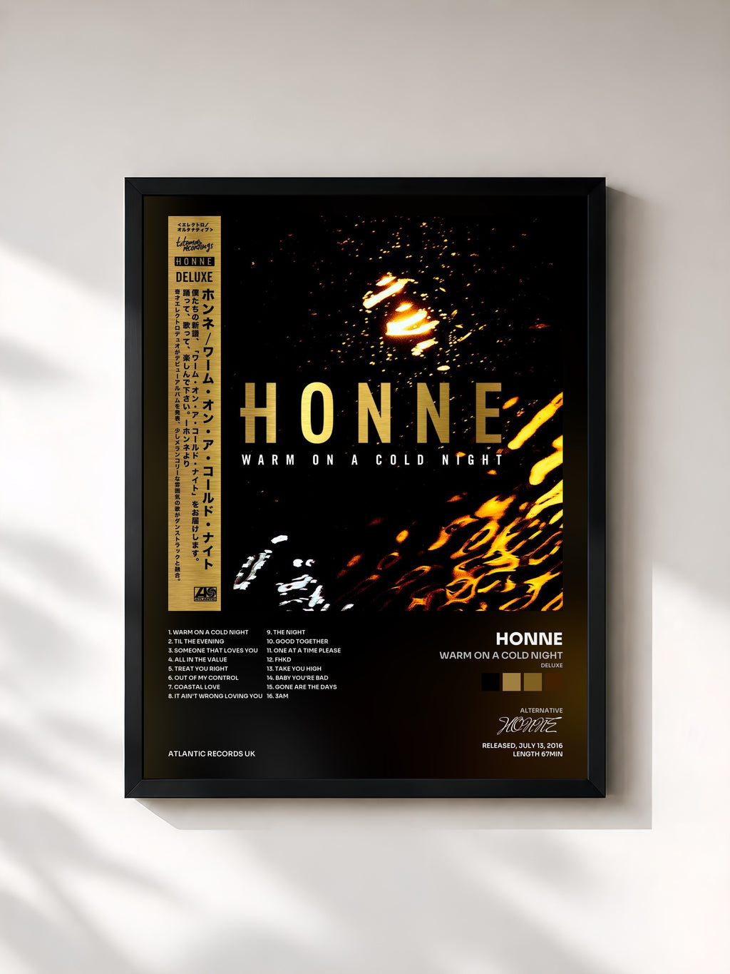 #noir Tableau de l'album Warm on a Cold Night (Deluxe) de HONNE, cadre noir, imprimé et encadré en France