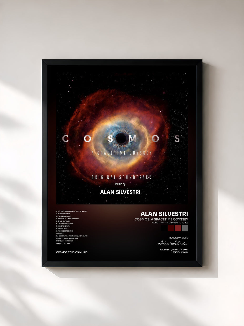 #noir Tableau de l'album Cosmos: A SpaceTime Odyssey (Music from the Original TV Series) Vol. 3 de Alan Silvestri, cadre noir, imprimé et encadré en France