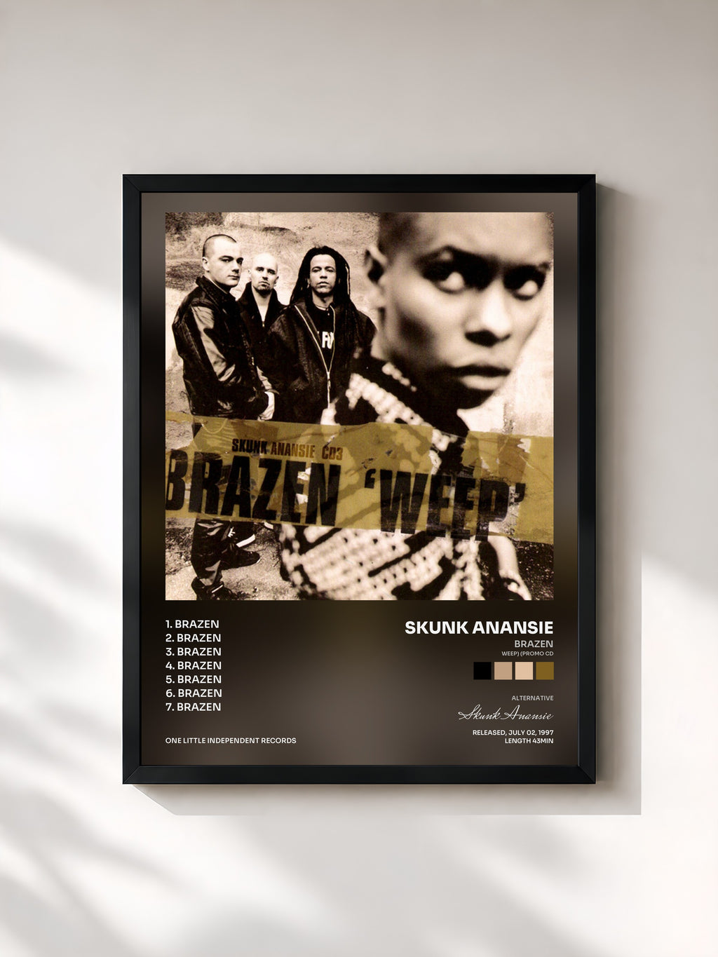 #noir Tableau de l'album Brazen (Weep) (Promo CD) de Skunk Anansie, cadre noir, imprimé et encadré en France
