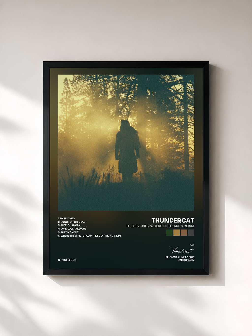 #noir Tableau de l'album The Beyond / Where the Giants Roam de Thundercat, cadre noir, imprimé et encadré en France