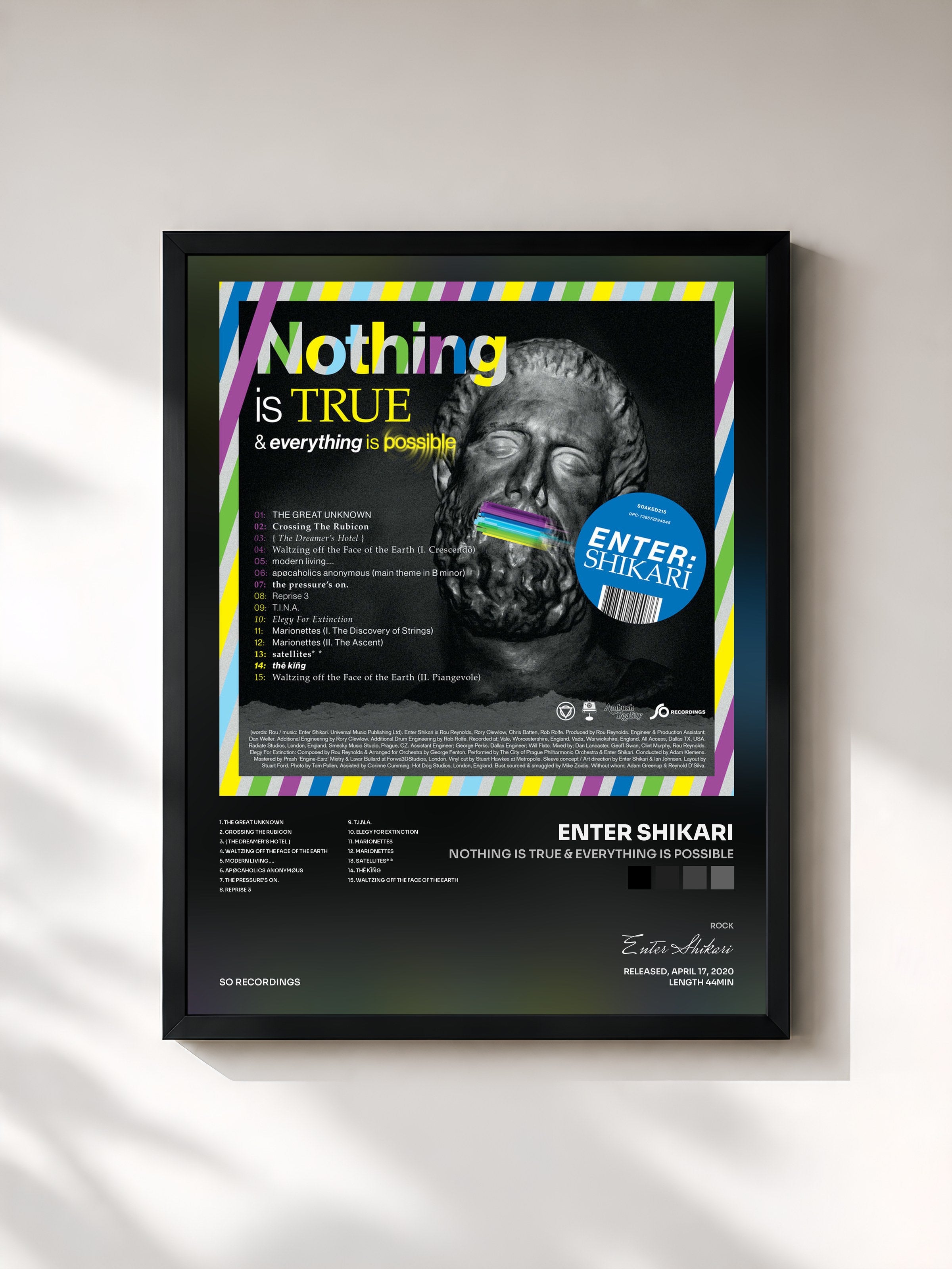 #noir Tableau de l'album Nothing is True & Everything is Possible de Enter Shikari, cadre noir, imprimé et encadré en France