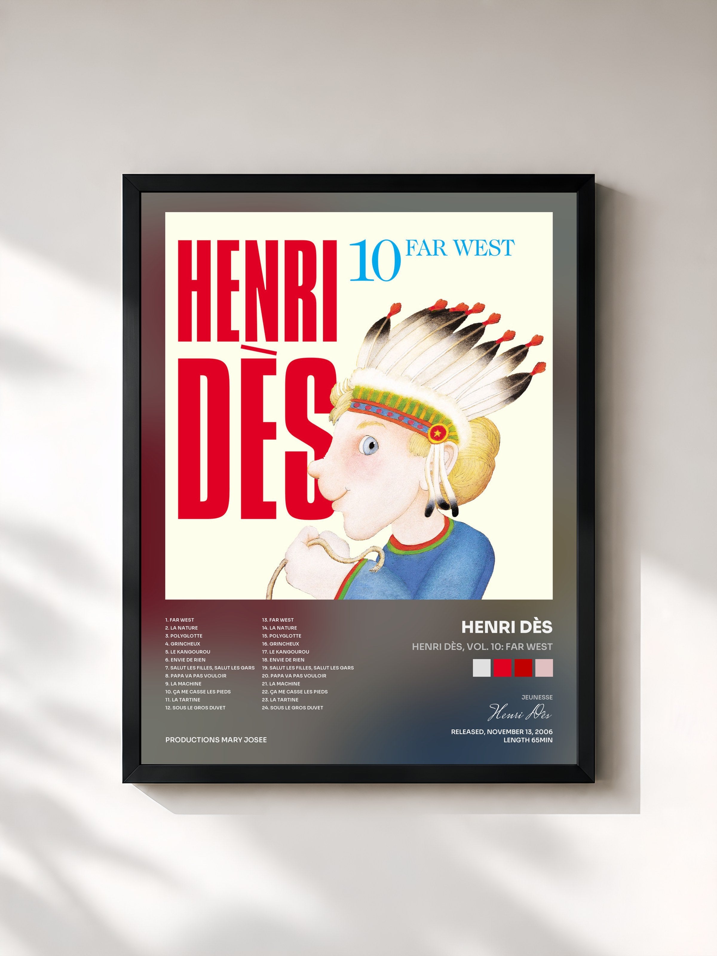 #noir Tableau de l'album Henri Dès, Vol. 10: Far West de Henri Dès, cadre noir, imprimé et encadré en France