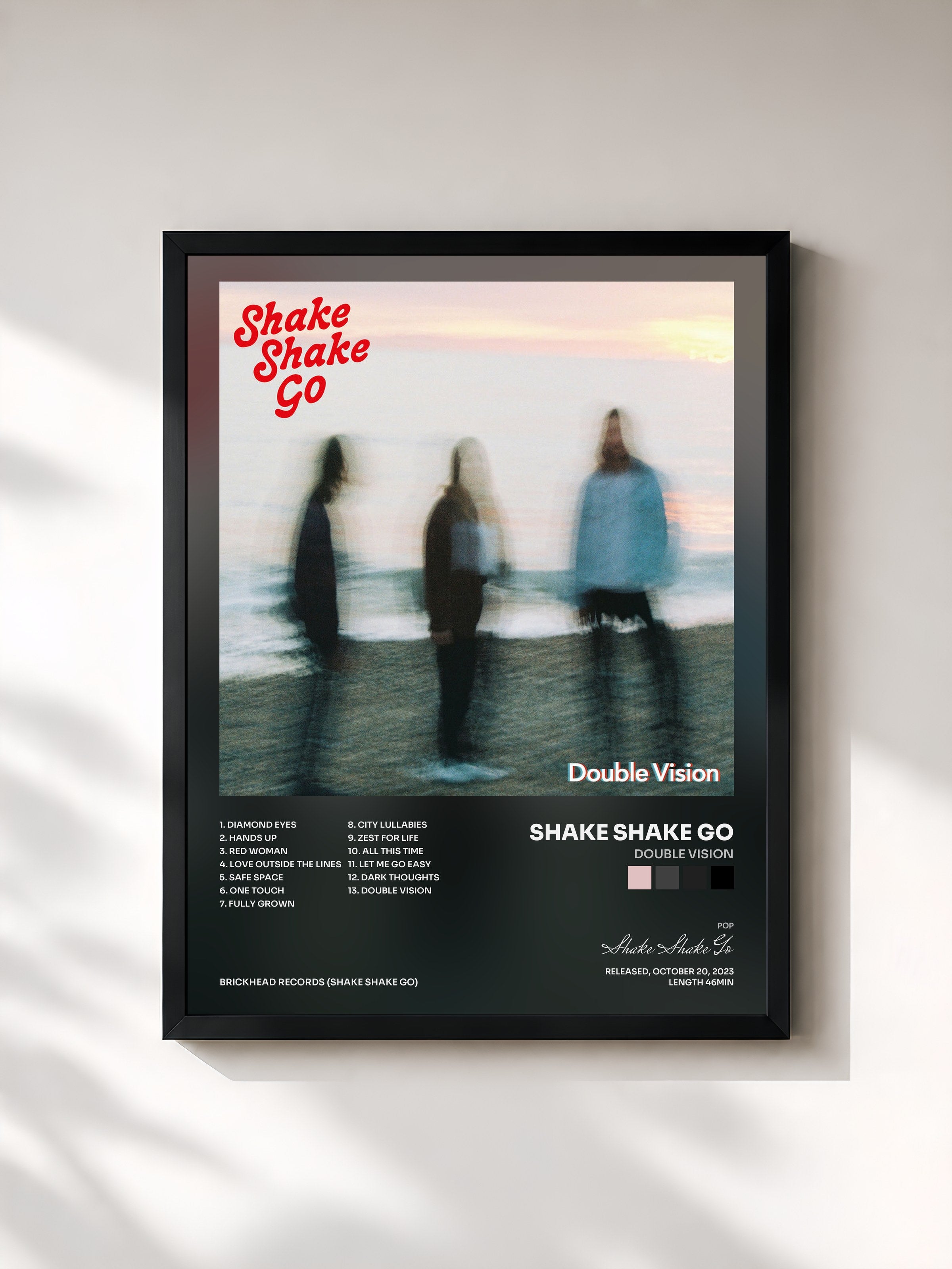 #noir Tableau de l'album Double Vision de Shake Shake Go, cadre noir, imprimé et encadré en France