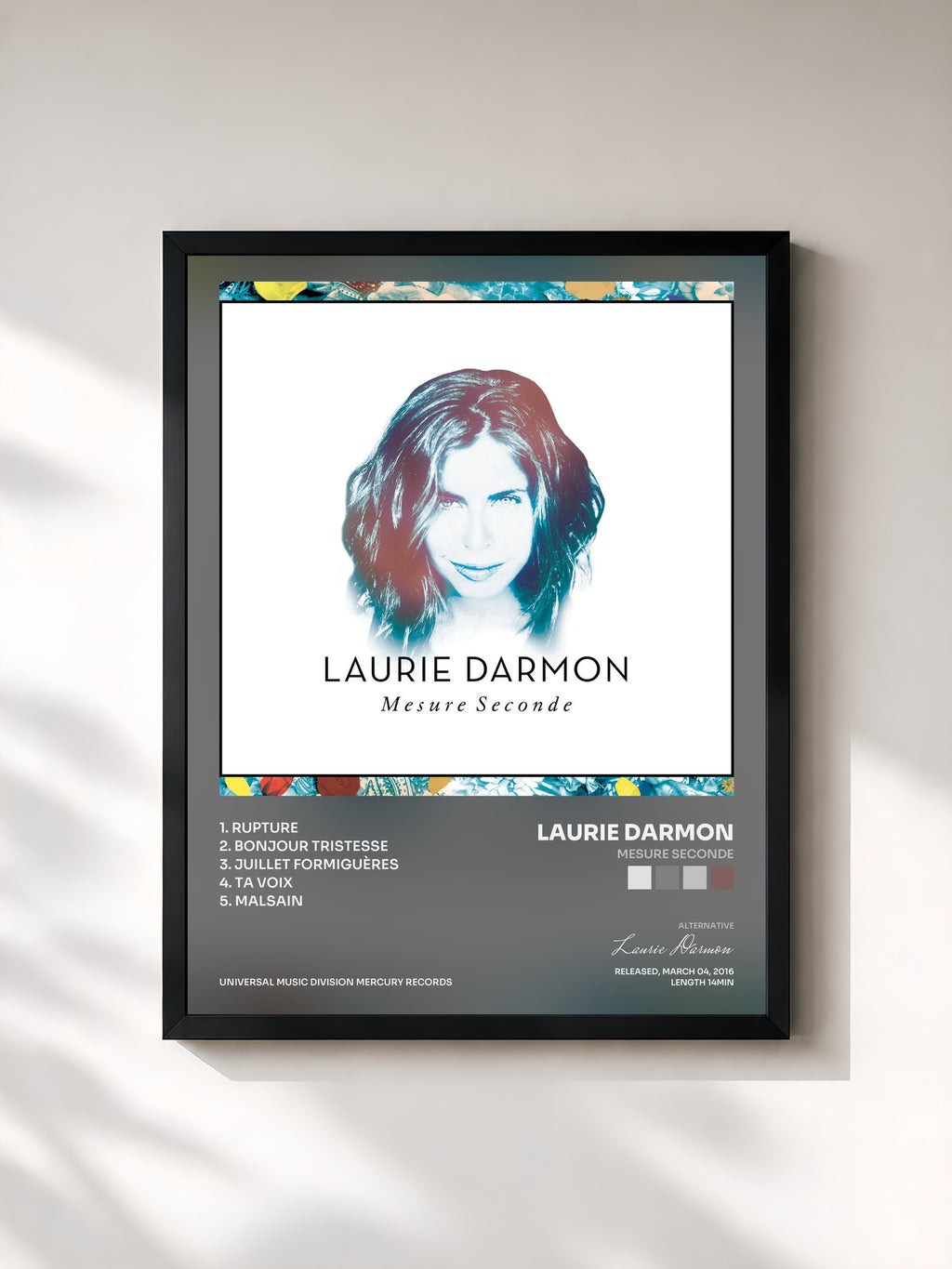 #noir Tableau de l'album Mesure seconde de Laurie Darmon, cadre noir, imprimé et encadré en France