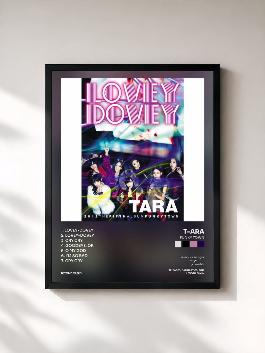 #noir Tableau de l'album Funky Town de T-ara, cadre noir, imprimé et encadré en France