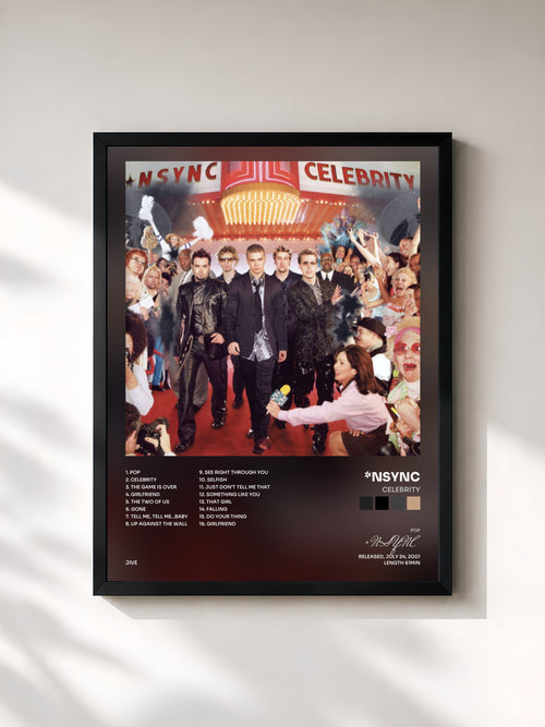 #noir Tableau de l'album Celebrity de *NSYNC, cadre noir, imprimé et encadré en France