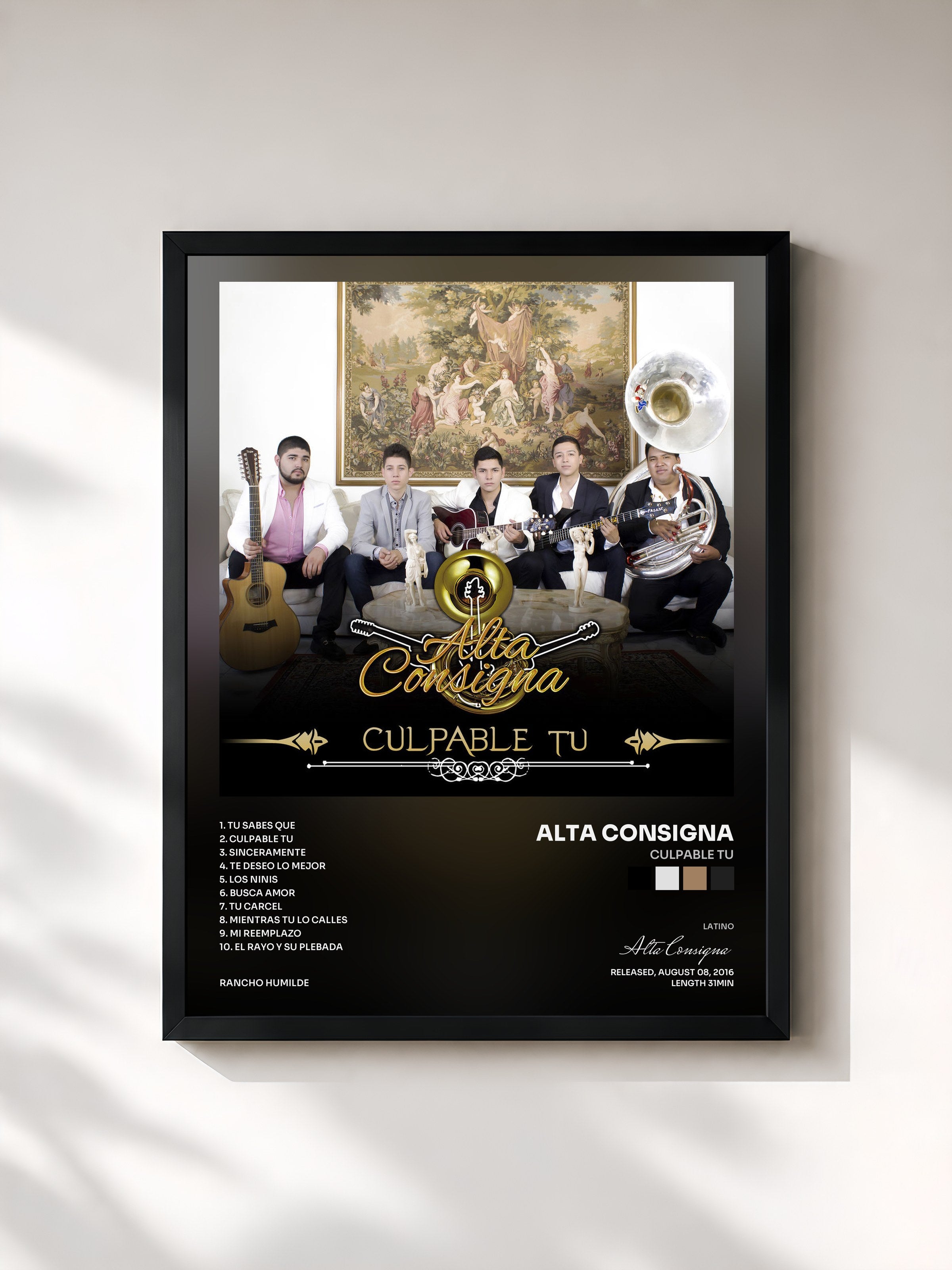 #noir Tableau de l'album Culpable Tu de Alta Consigna, cadre noir, imprimé et encadré en France