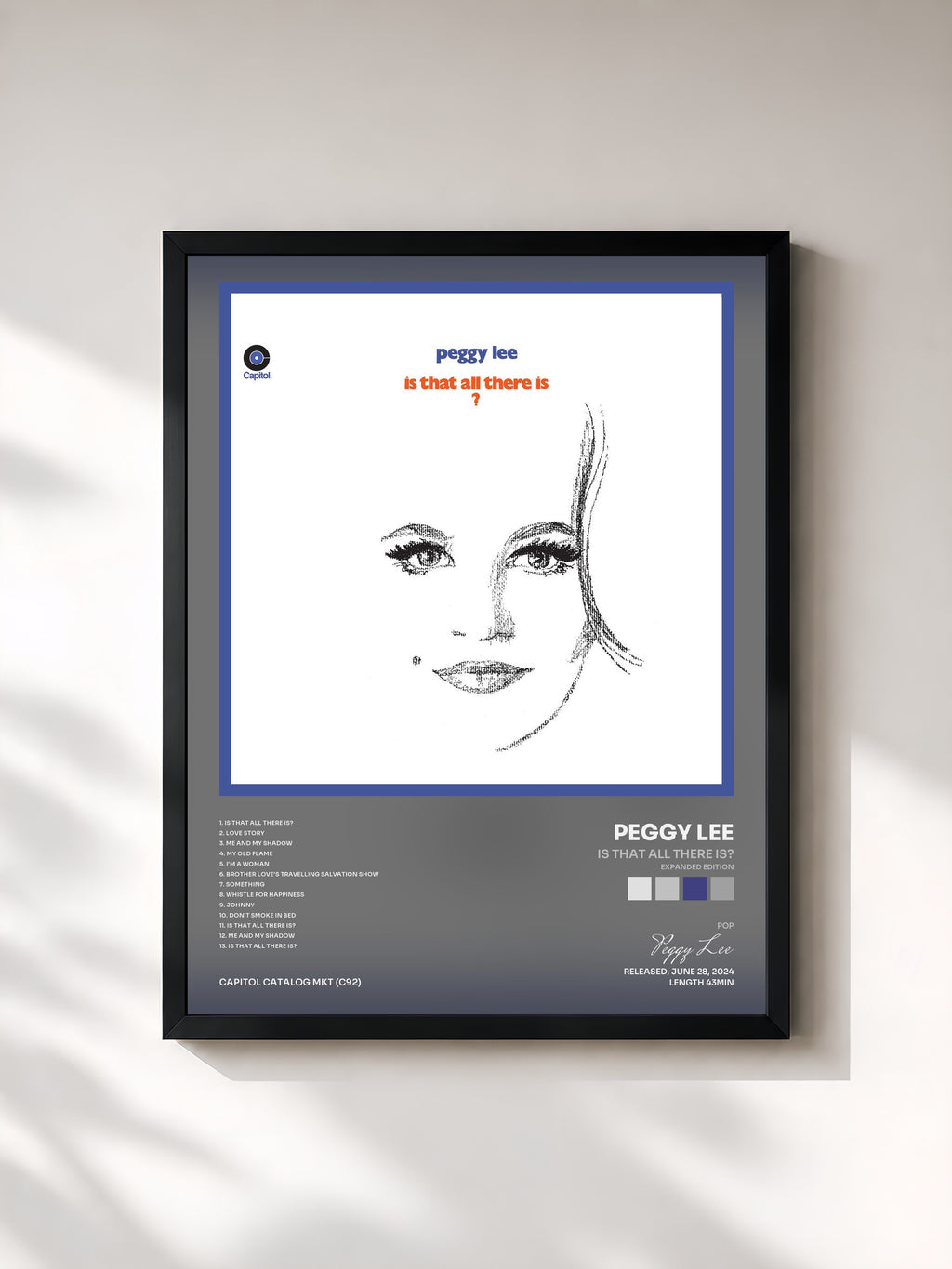 #noir Tableau de l'album Is That All There Is? (Expanded Edition) de Peggy Lee, cadre noir, imprimé et encadré en France