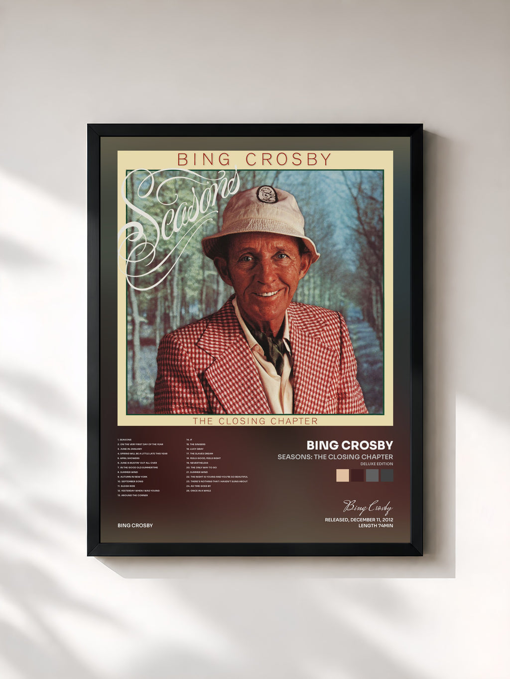 #noir Tableau de l'album Seasons: The Closing Chapter (Deluxe Edition) de Bing Crosby, cadre noir, imprimé et encadré en France