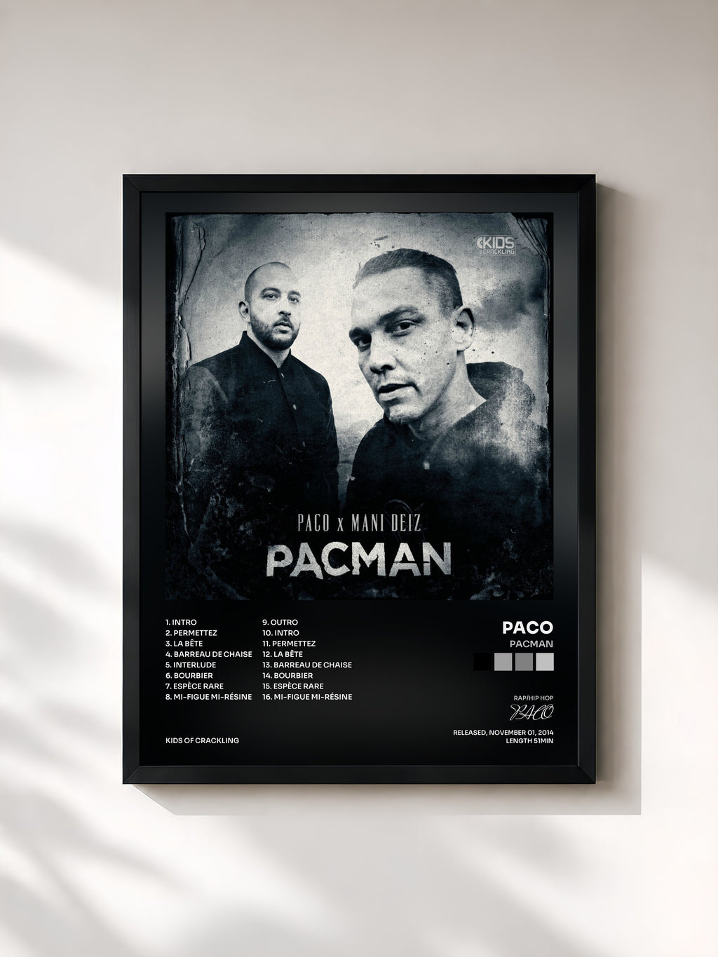 #noir Tableau de l'album Pacman de PACO, cadre noir, imprimé et encadré en France