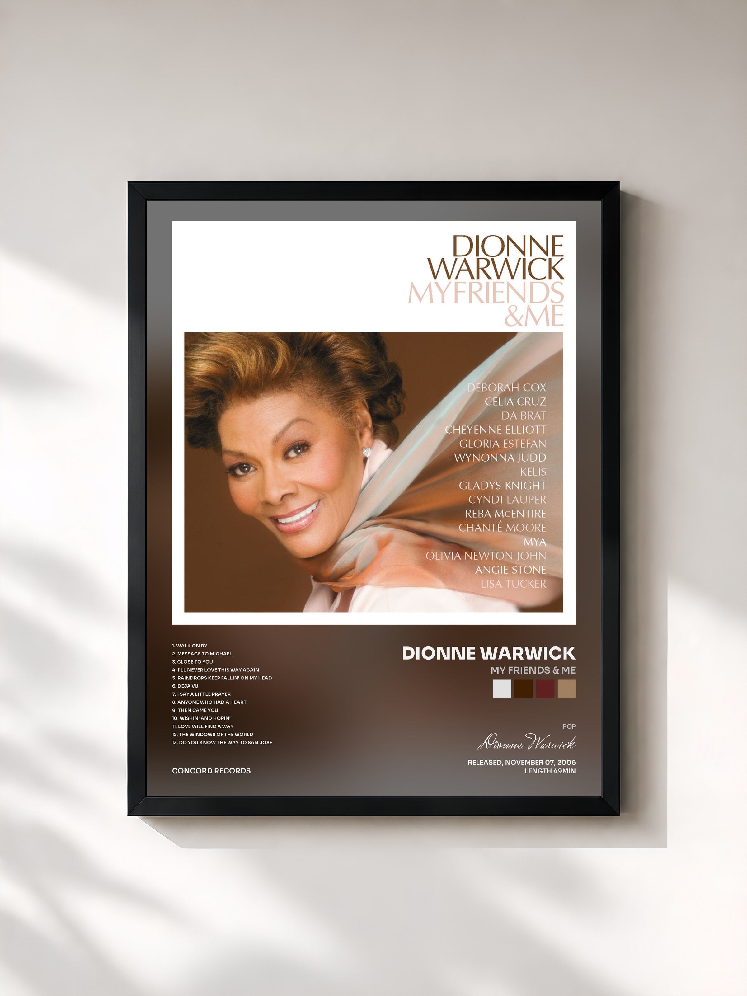 #noir Tableau de l'album My Friends & Me de Dionne Warwick, cadre noir, imprimé et encadré en France