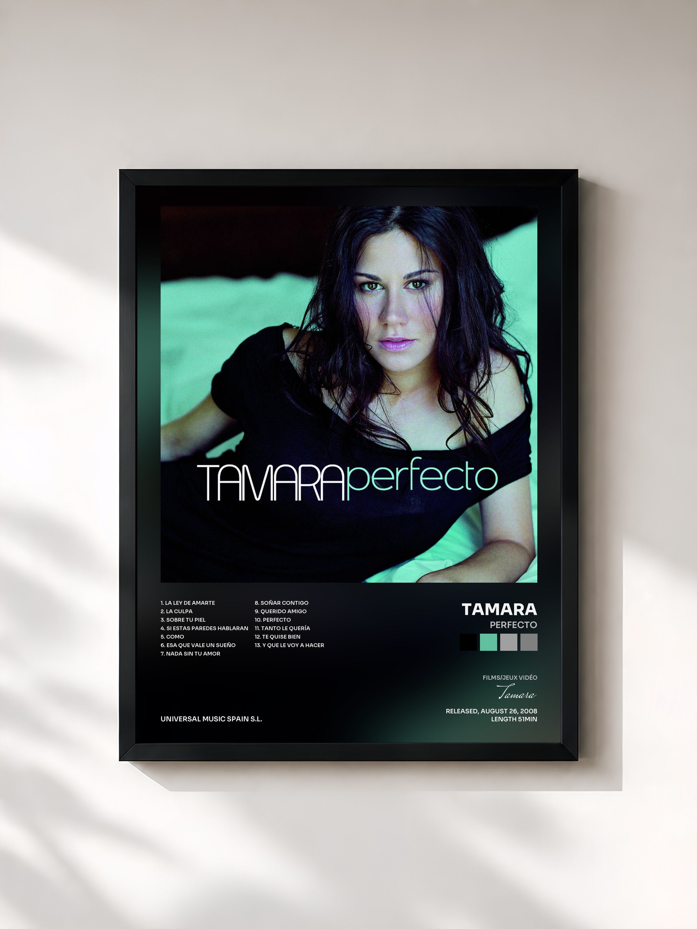 #noir Tableau de l'album Perfecto de Tamara, cadre noir, imprimé et encadré en France
