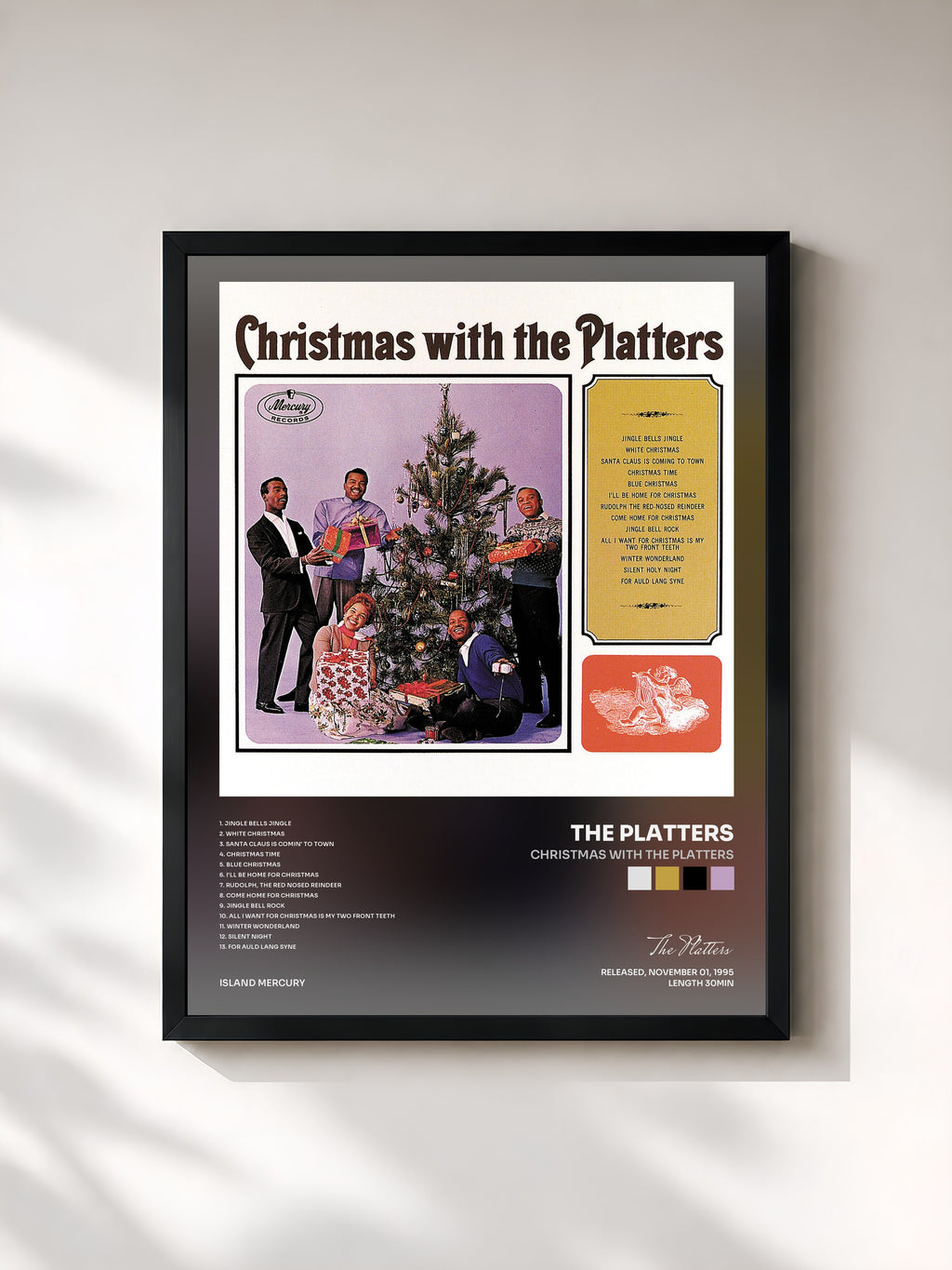 #noir Tableau de l'album Christmas With The Platters de The Platters, cadre noir, imprimé et encadré en France